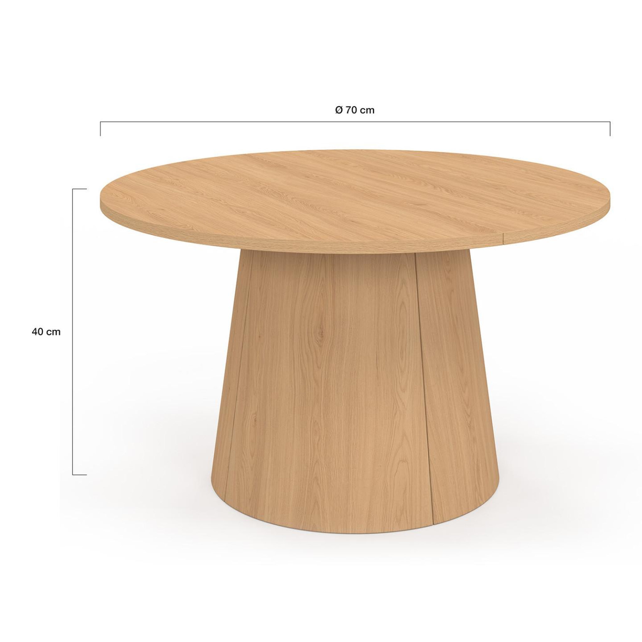 Voir la diapositive 4 : ID MARKET Table basse ronde angele 70 cm pied central bois effet hêtre