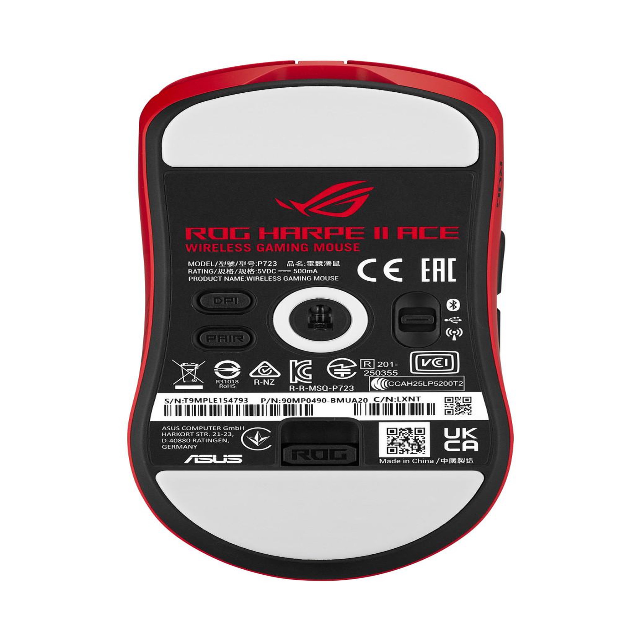 Voir la diapositive 3 : ASUS Asus rog harpe ii ace red souris gaming droitier rf wireless + bluetooth + usb type-a optique 42000 dpi