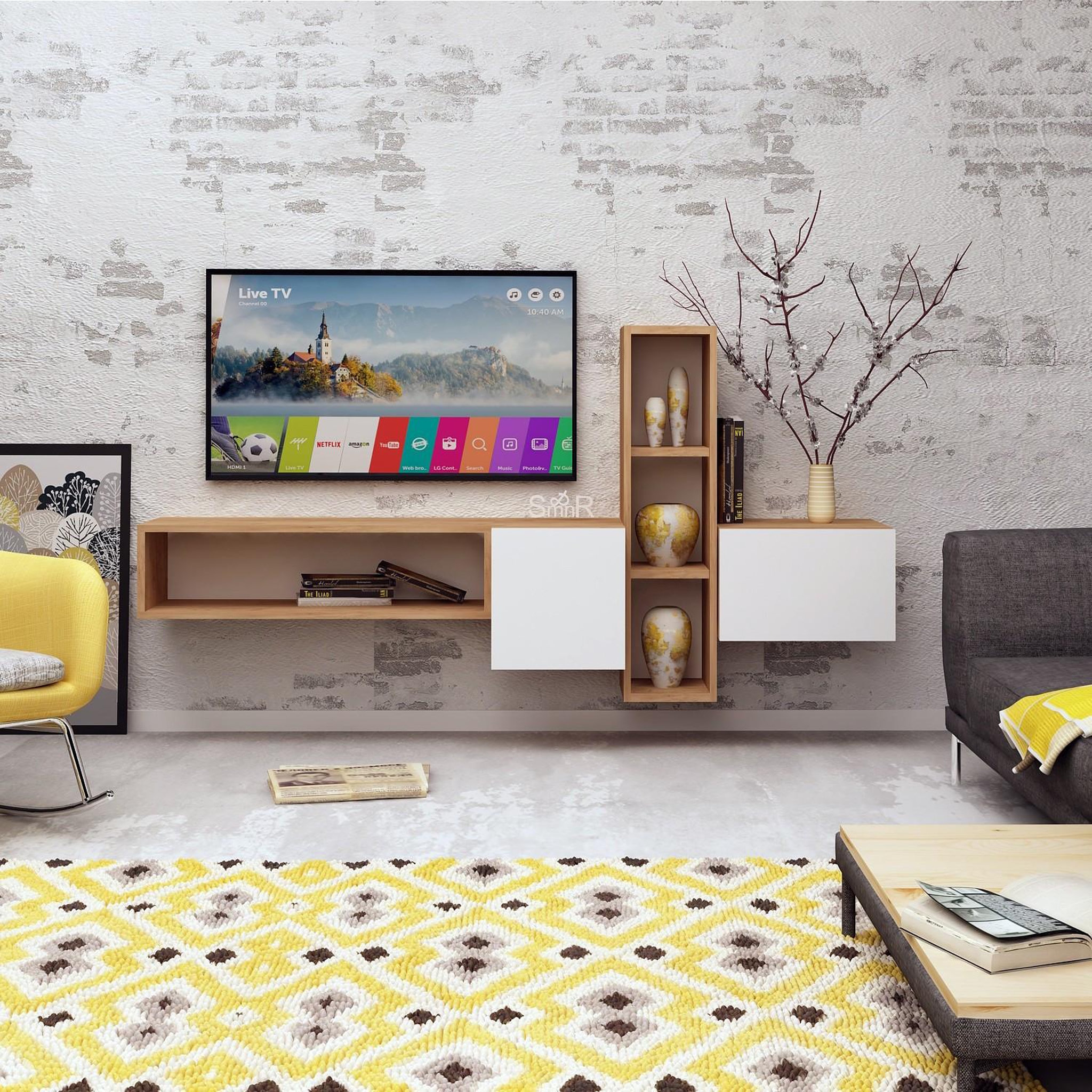 Voir la diapositive 3 : Habitat et Jardin Meuble tv en bois  kumkuat  - 160 x 35 x 70 cm - marron