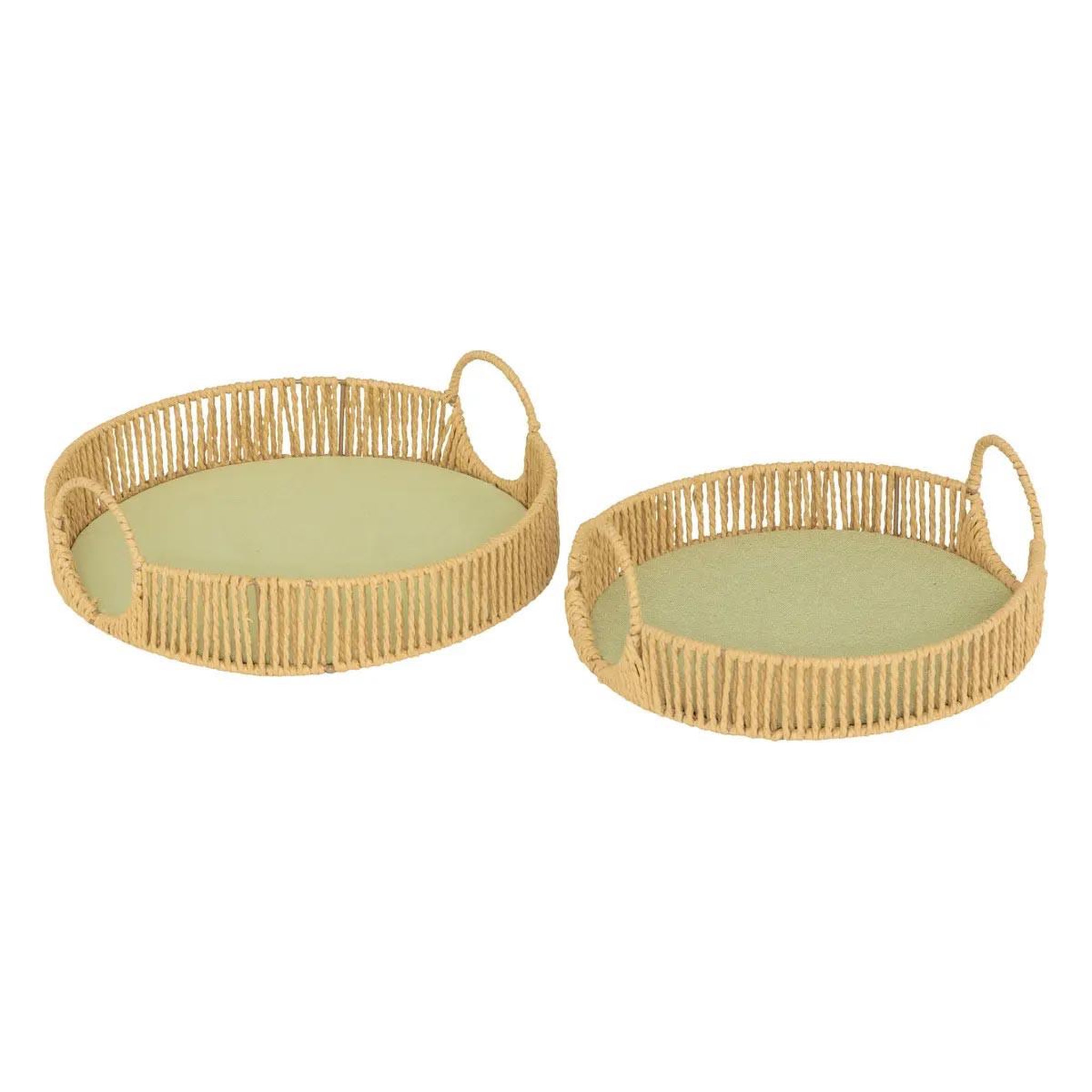 ATMOSPHERA Lot de 2 plateaux ronds  ali  35cm naturel