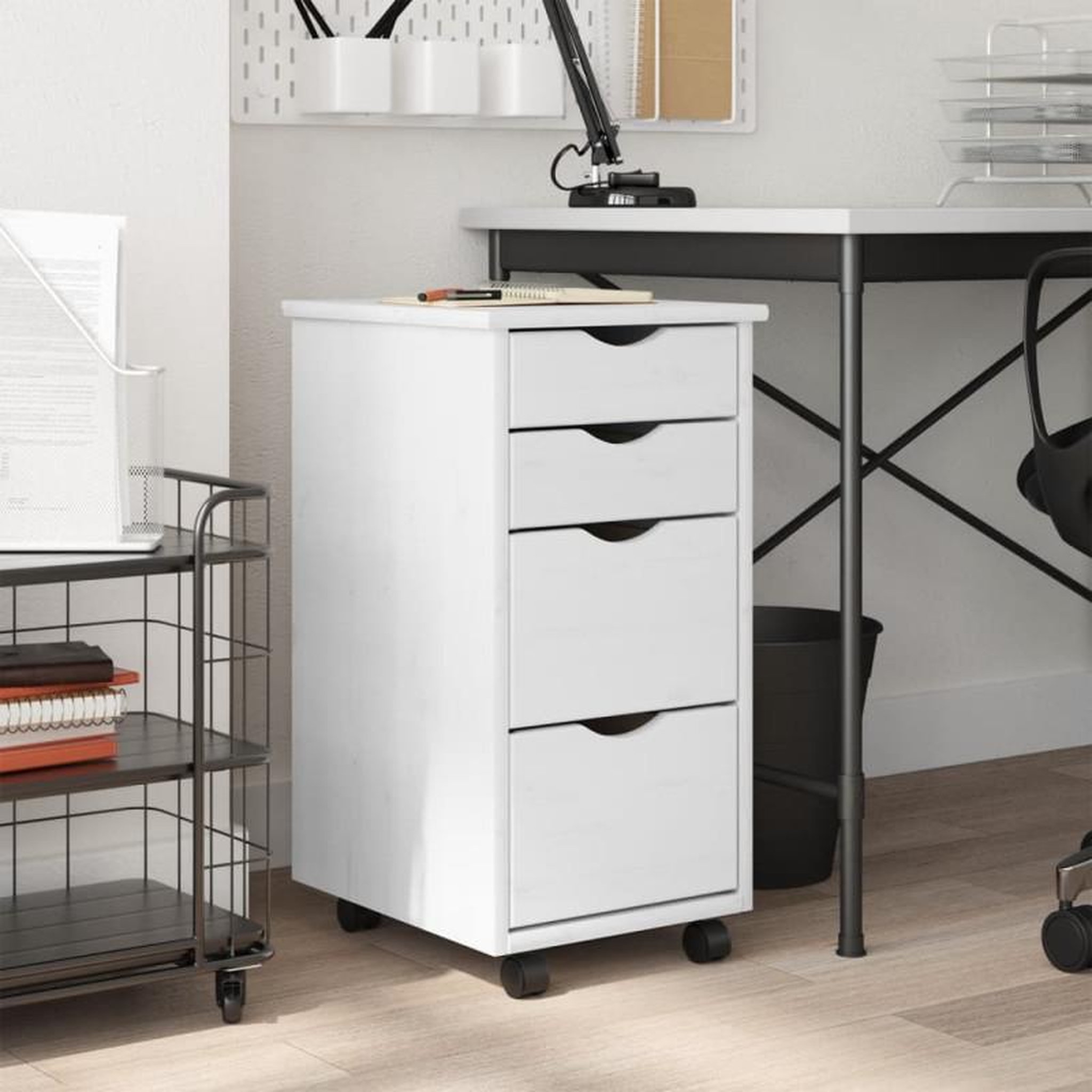Voir la diapositive 1 : VIDAXL Armoire roulante avec tiroirs MOSS blanc bois de pin solide