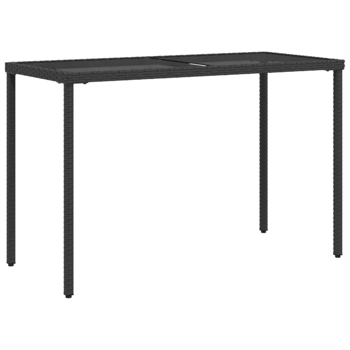 VIDAXL Table de jardin dessus en verre noir 115x54x74cm resine tressee