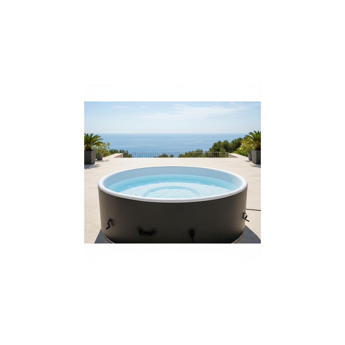 Ospazia Spa gonflable 4 places rond en Dropstitch - Ospazia - Diamètre : 160 cm - Filtre et bâche inclus