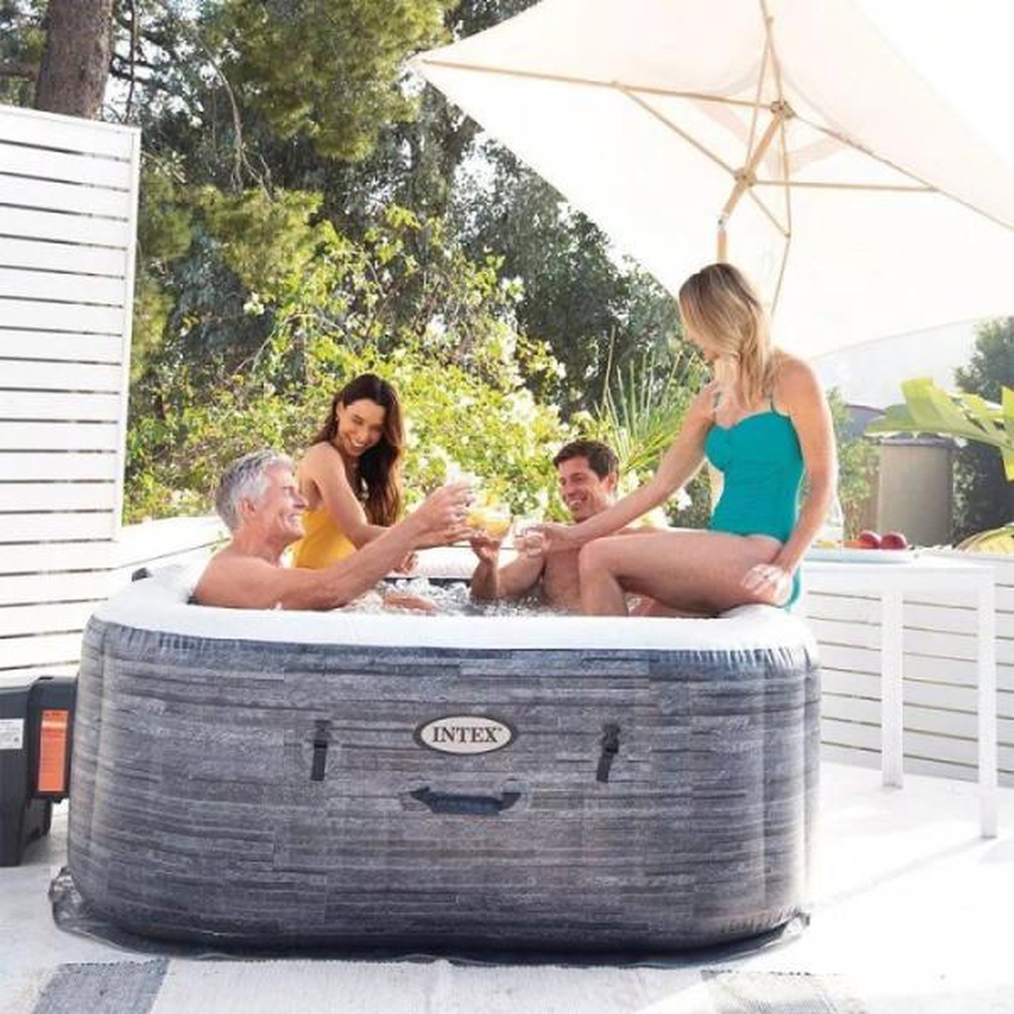 Voir la diapositive 2 : INTEX Spa gonflable INTEX - Ardoise - 175 x 175 x 71 cm - 4 places - Carré - 28450NP