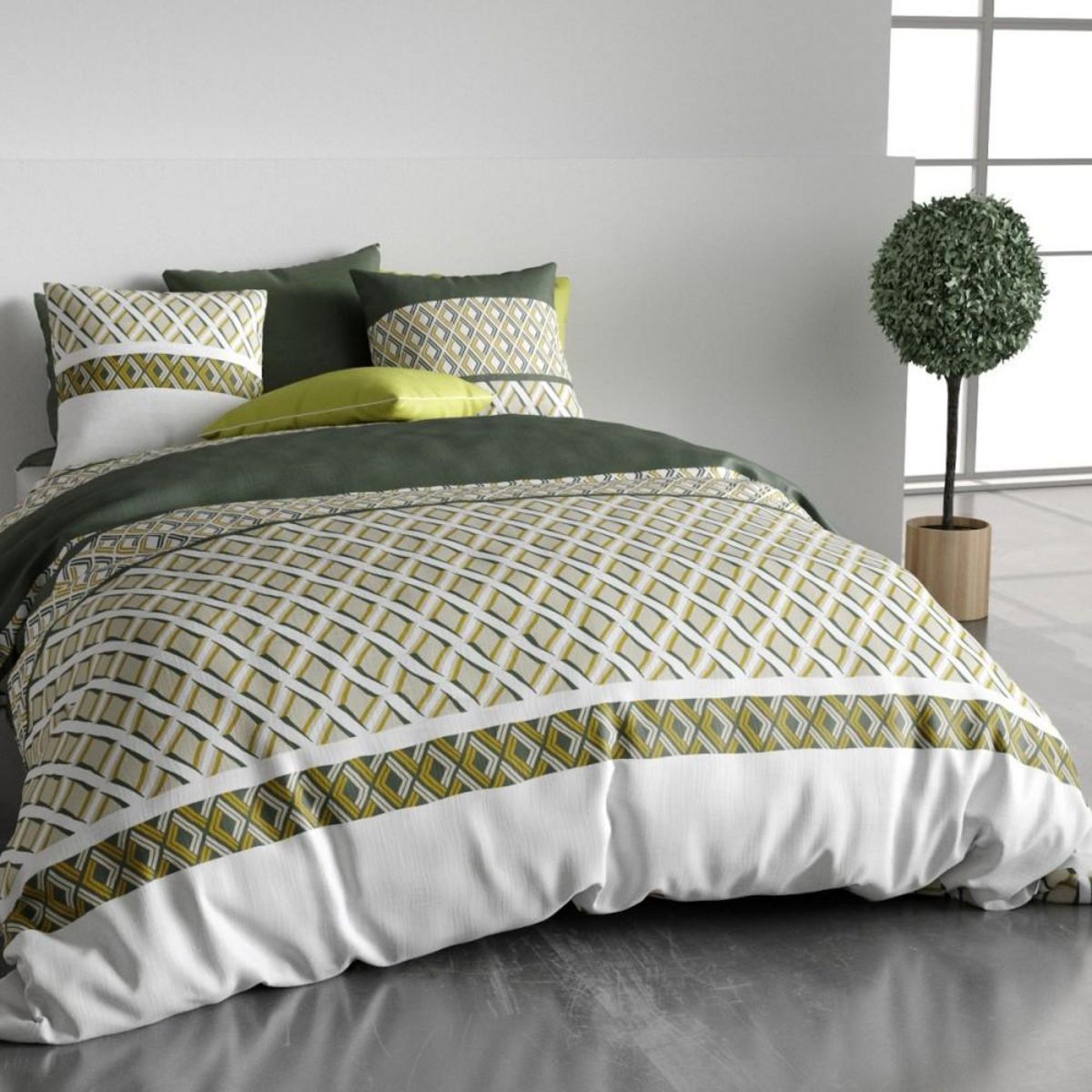 ATELIER DU COTON Housse de couette 240x220 NAYAA + 2 taies coton 57 fils