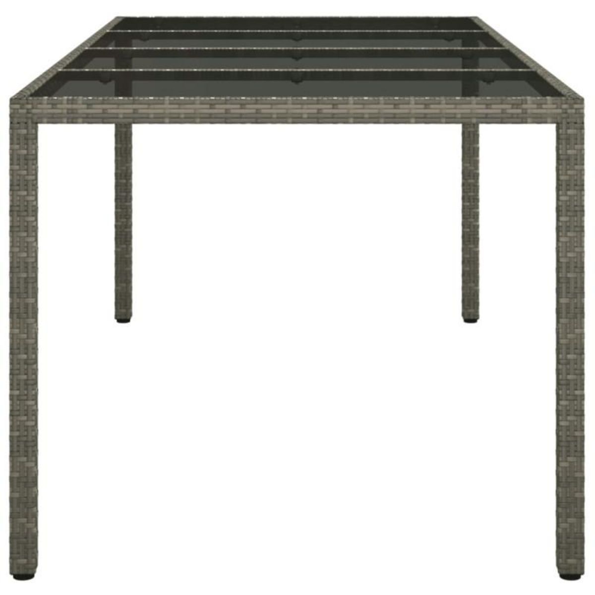 VIDAXL Table de jardin Gris 190x90x75 cm Verre trempé résine tressée