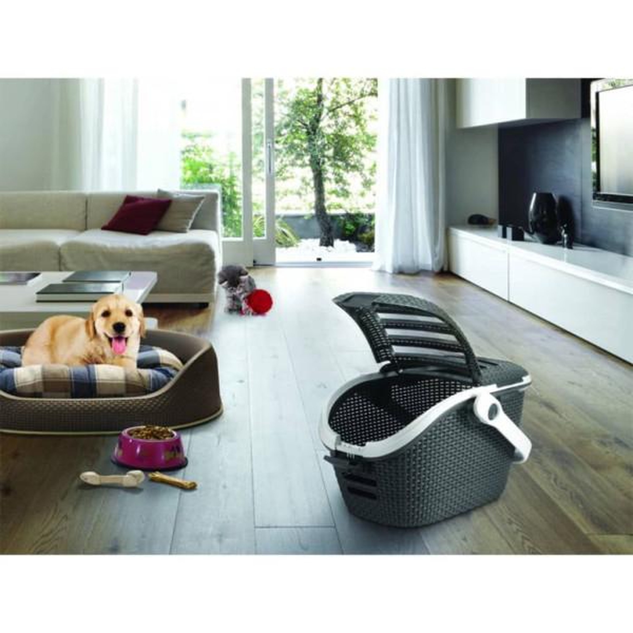 Voir la diapositive 2 : CURVER Curver panier de transport animaux de compagnie 51x38x33 cm anthracite