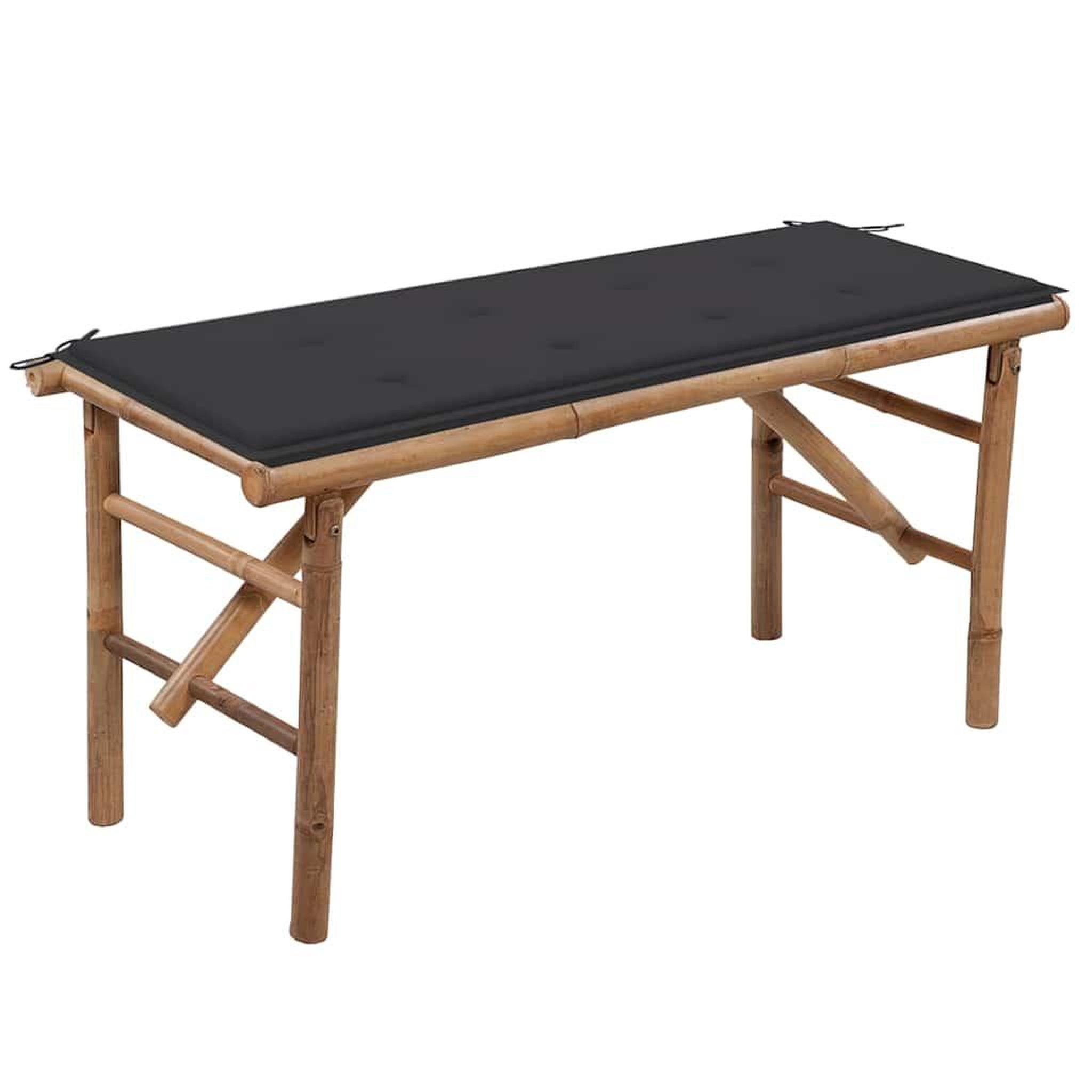 VIDAXL Banc de jardin pliable avec coussin 118 cm Bambou