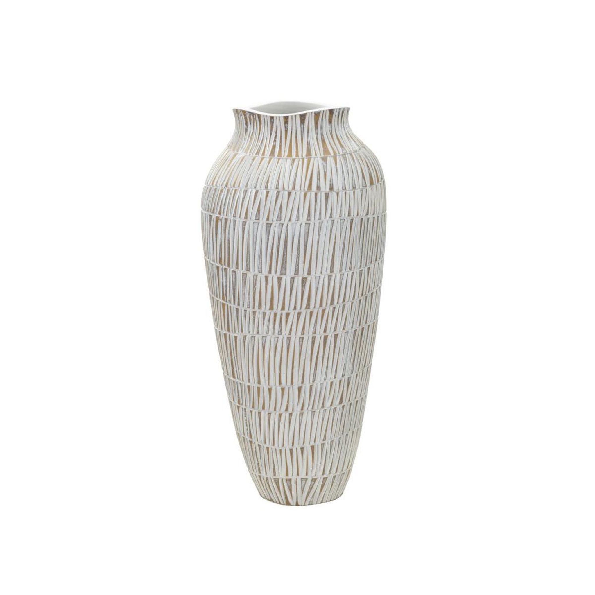 Paris Prix Vase déco en résine  stiky  50cm or & blanc