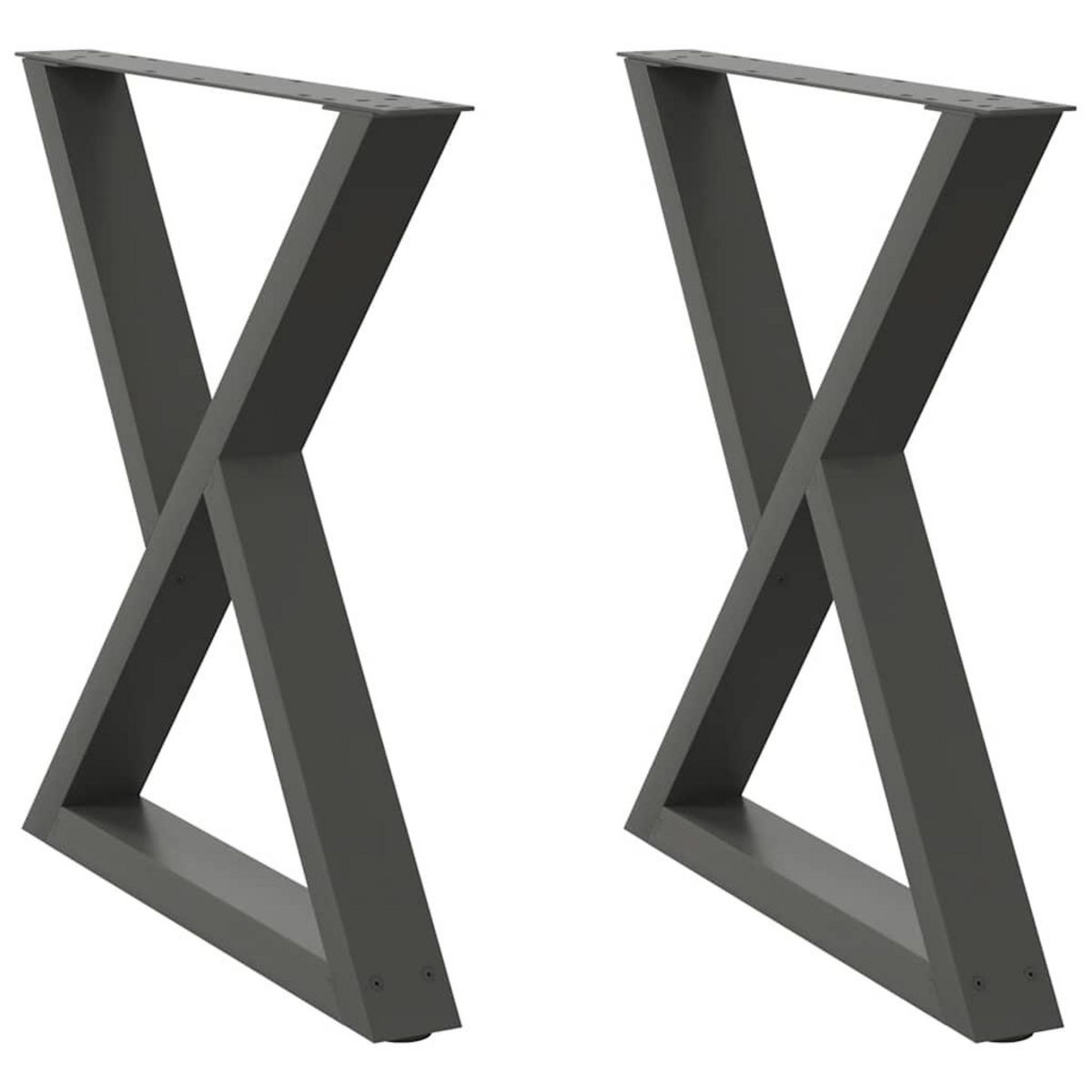VIDAXL Pieds de table a manger 2 pcs anthracite 80x(72-73,3) cm acier