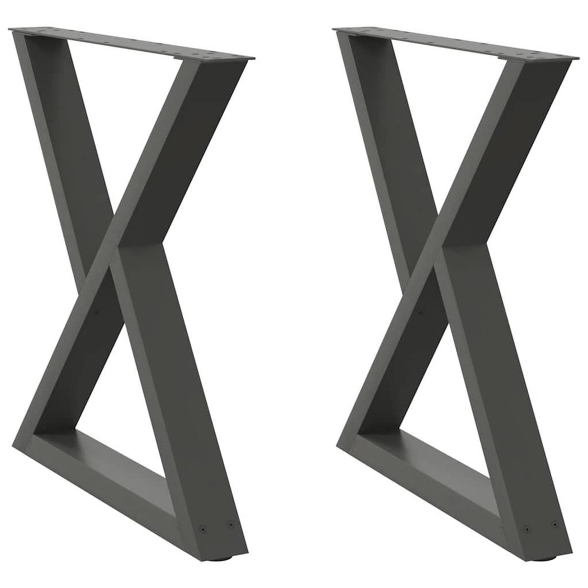 VIDAXL Pieds de table a manger 2 pcs anthracite 80x(72-73,3) cm acier