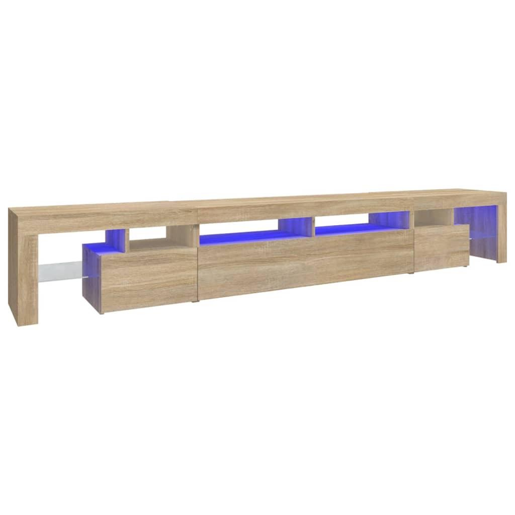 Voir la diapositive 2 : VIDAXL Meuble TV avec lumieres LED Chene sonoma 260x36,5x40 cm