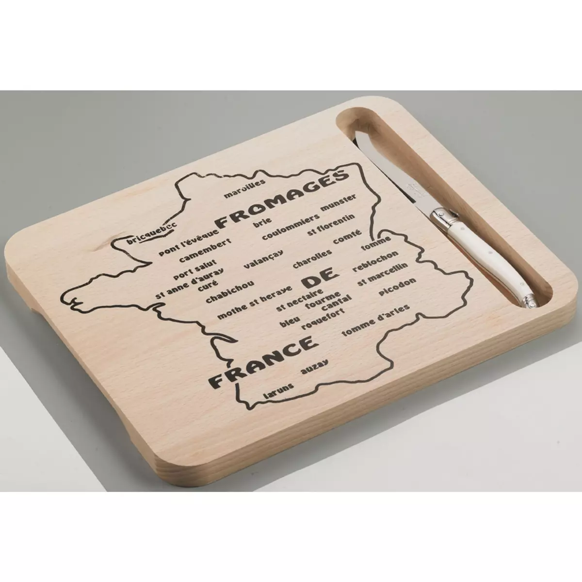 Laguiole Plateau fromage Carte de France et couteau fromage