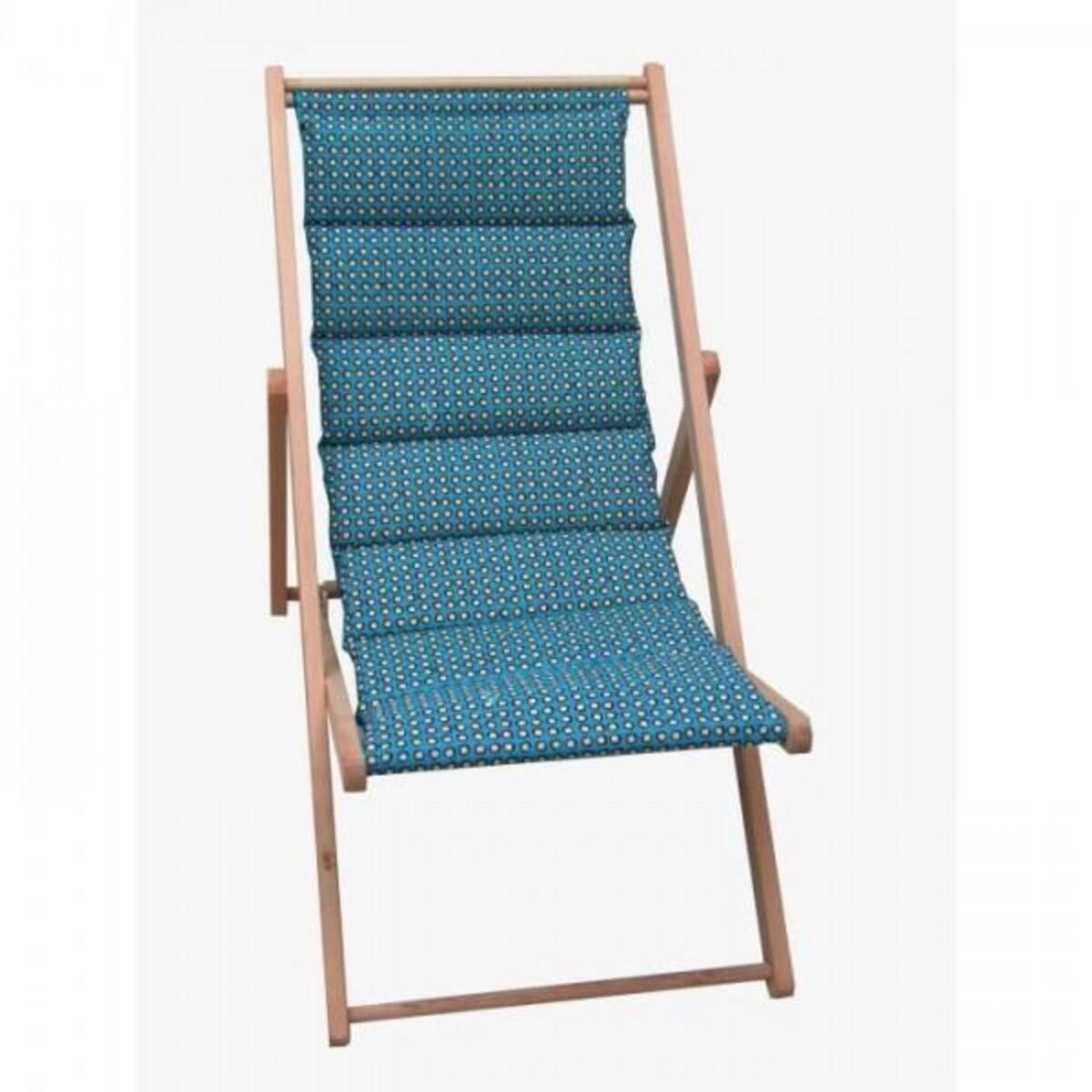 Jardin prive Transat JARDIN PRIVE Chilienne matelassée Douala - Toile amovible - Structure en bois - Bleu canard