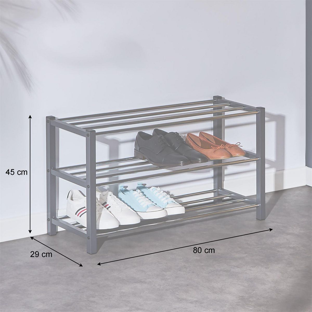 IDIMEX Étagère à chaussures DUBLIN, 3 niveaux