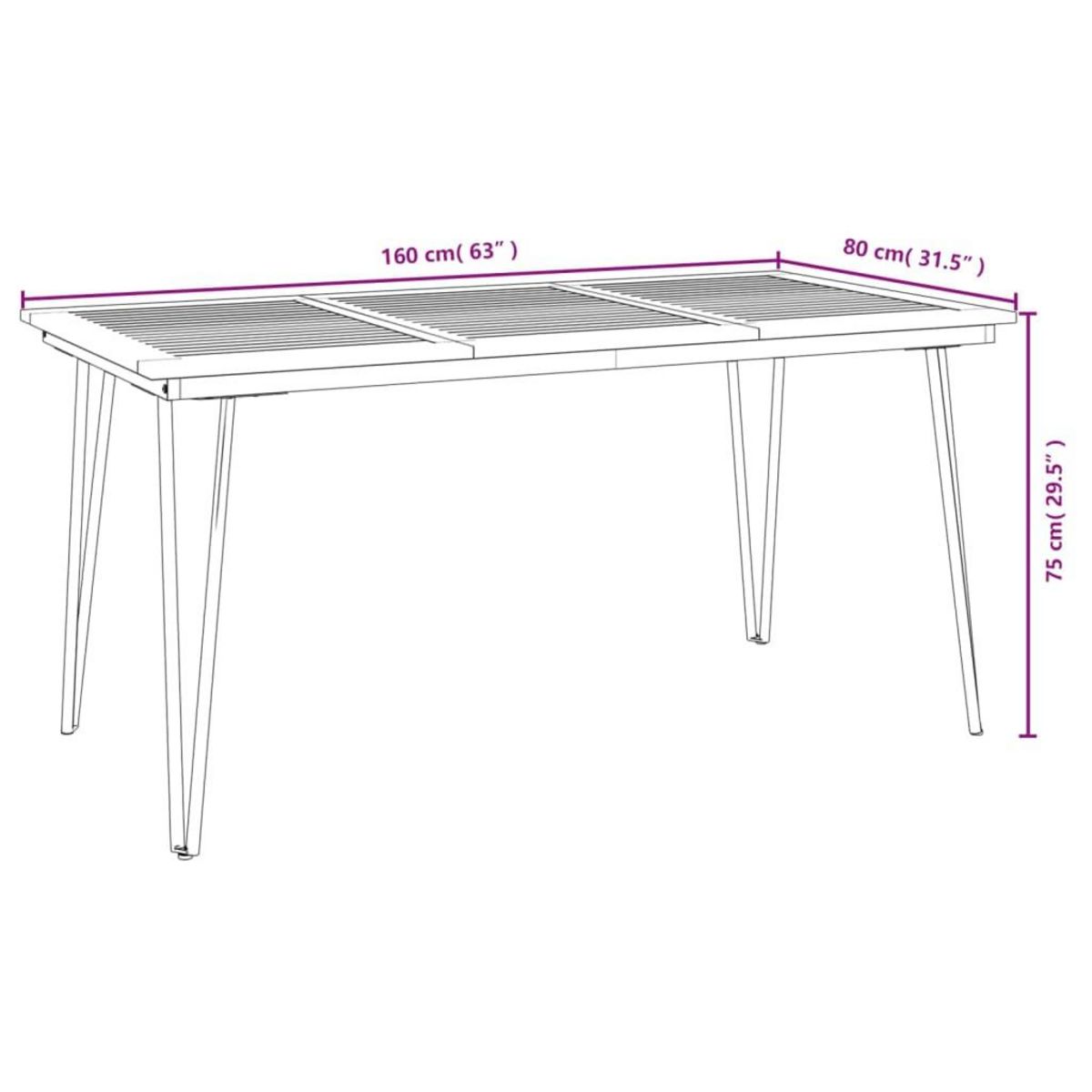 VIDAXL Table de jardin avec pieds epingle a cheveux 160x80x75 acacia