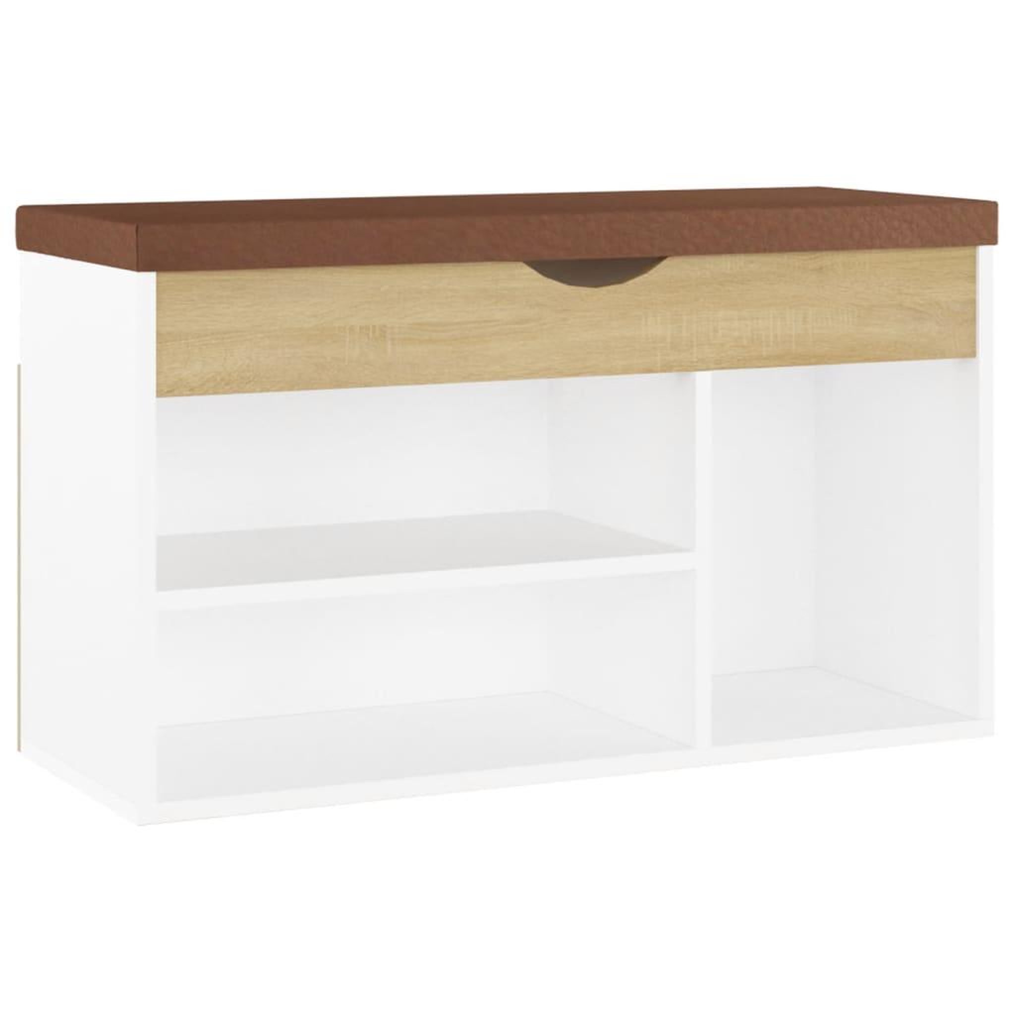 Voir la diapositive 2 : VIDAXL Banc a chaussures et coussin Blanc chene sonoma Bois ingenierie