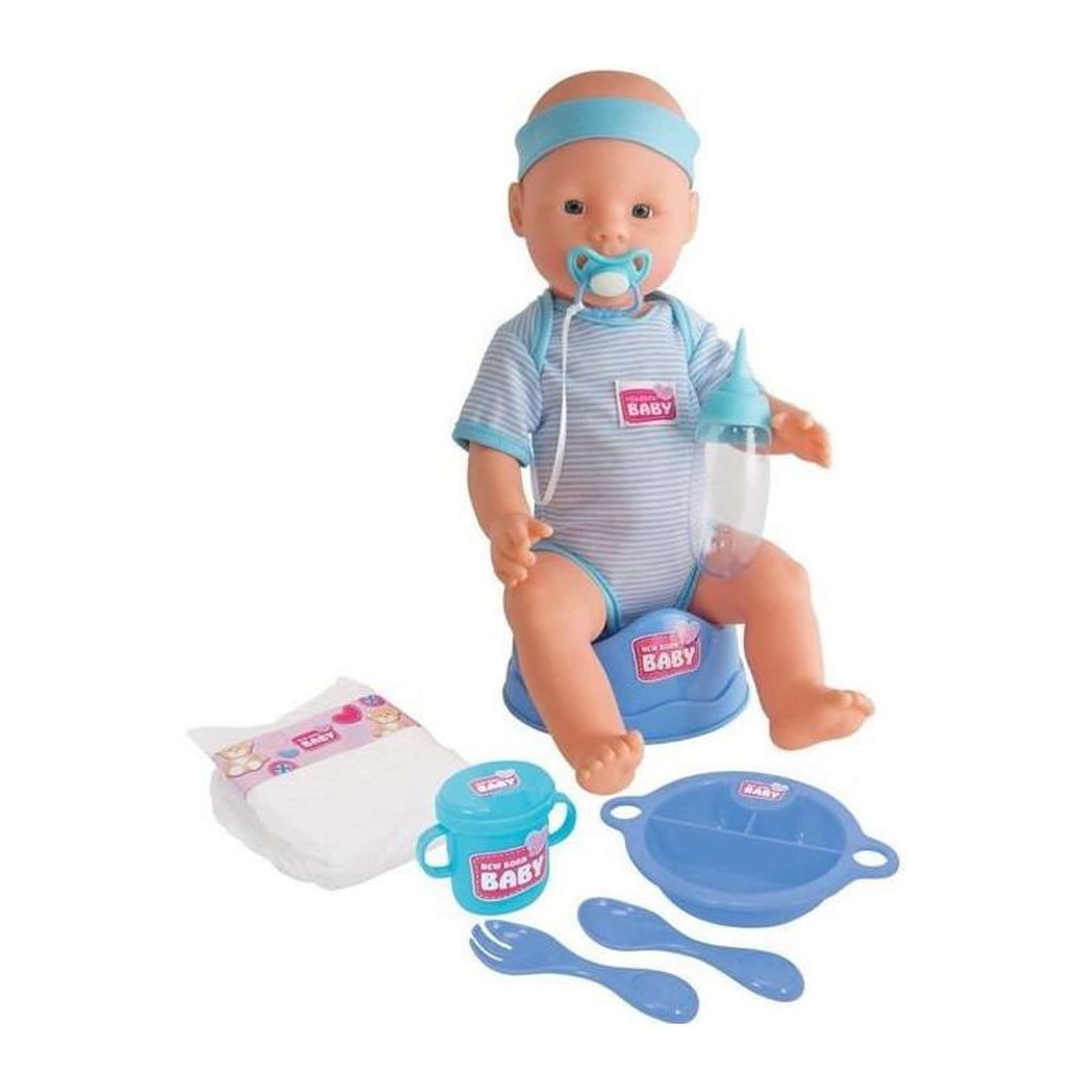 SILVERTORN NEW BORN BABY Poupon Bleu 43cm Boit Fait Pipi