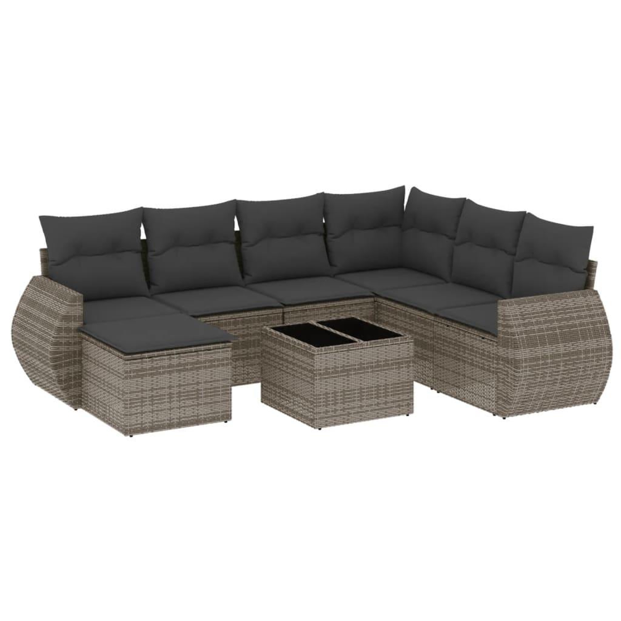 Voir la diapositive 2 : VIDAXL Salon de jardin 8 pcs avec coussins gris resine tressee