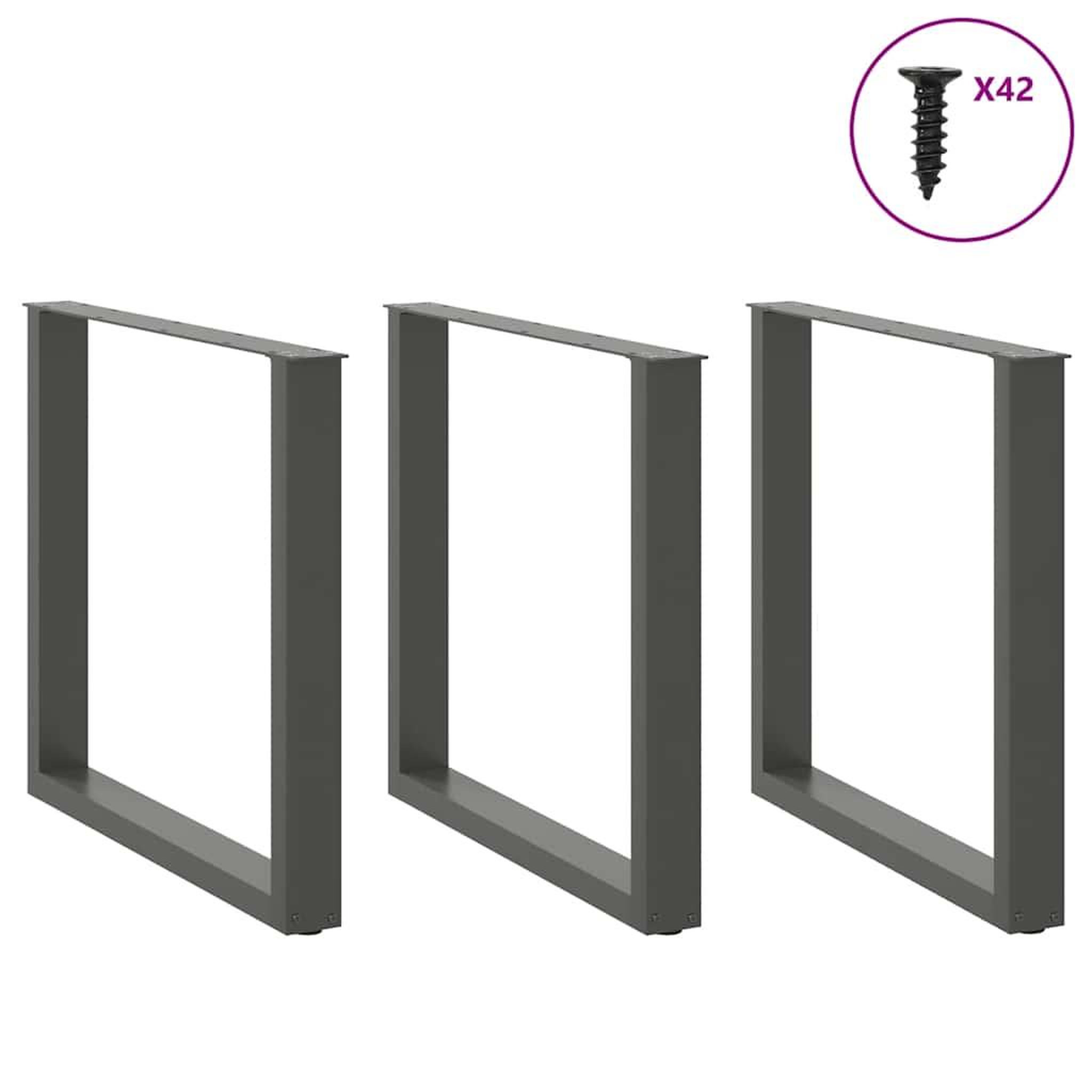 Voir la diapositive 3 : VIDAXL Pieds de table basse forme de U 3 pcs anthracite 80x(72-73) cm