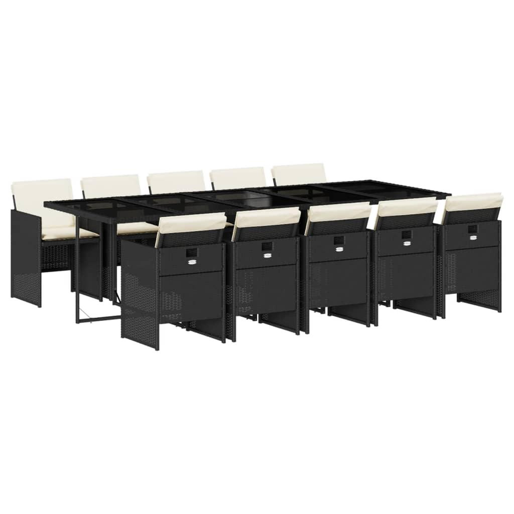 Voir la diapositive 2 : VIDAXL Ensemble a manger de jardin 11 pcs coussins noir resine tressee