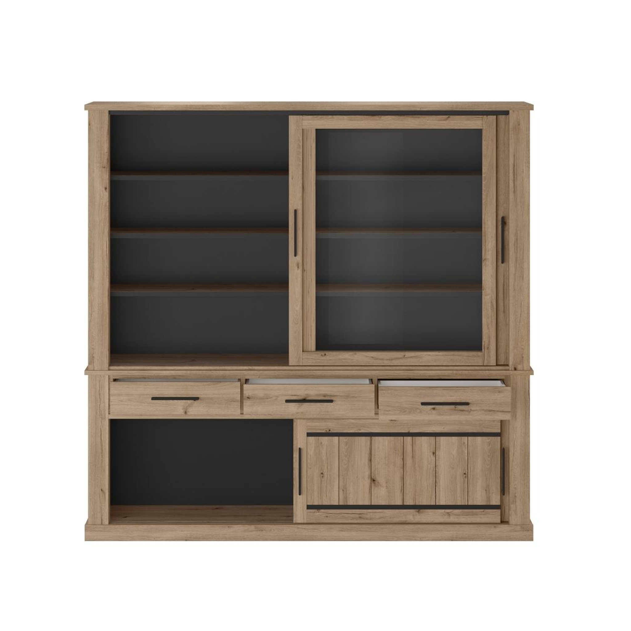 Voir la diapositive 6 : JLC KREATION Salle à manger complète moderne bois et noir kamelia