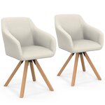 ID MARKET Lot de 2 chaises pivotantes de salle à manger, fauteuils de table JANY en velours côtelé beige