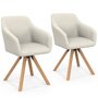Voir la diapositive 1 : ID MARKET Lot de 2 chaises pivotantes de salle à manger, fauteuils de table JANY en velours côtelé beige