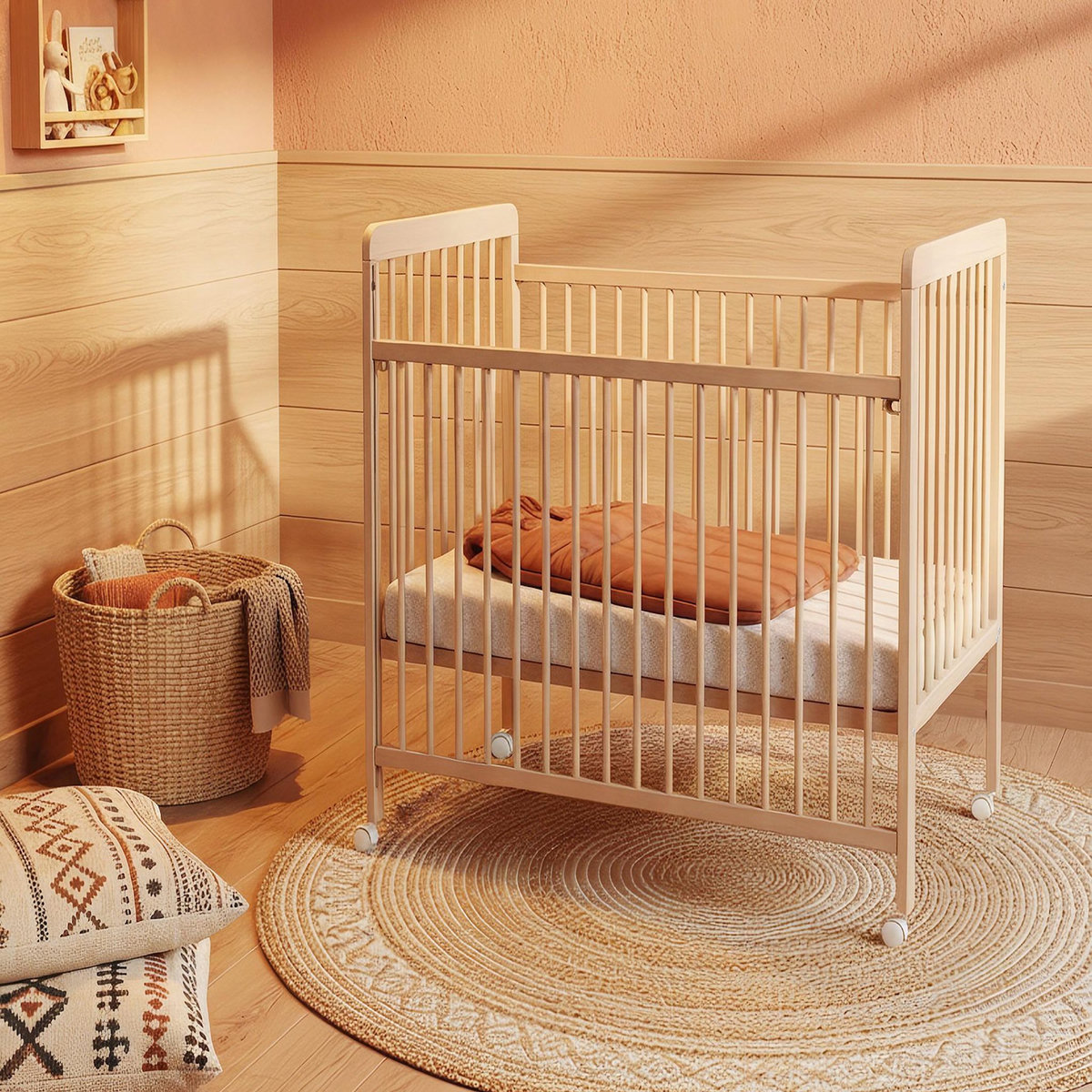 WEBABY Lit bébé coulissant en bois ESSENTIEL 60 x 120 cm