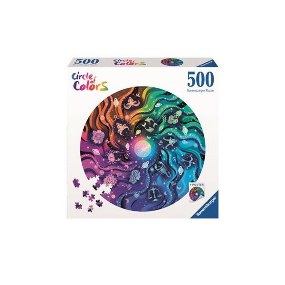 RAVENSBURGER Puzzle rond Ravensburger Astrologie Circle of Colors 500 pièces