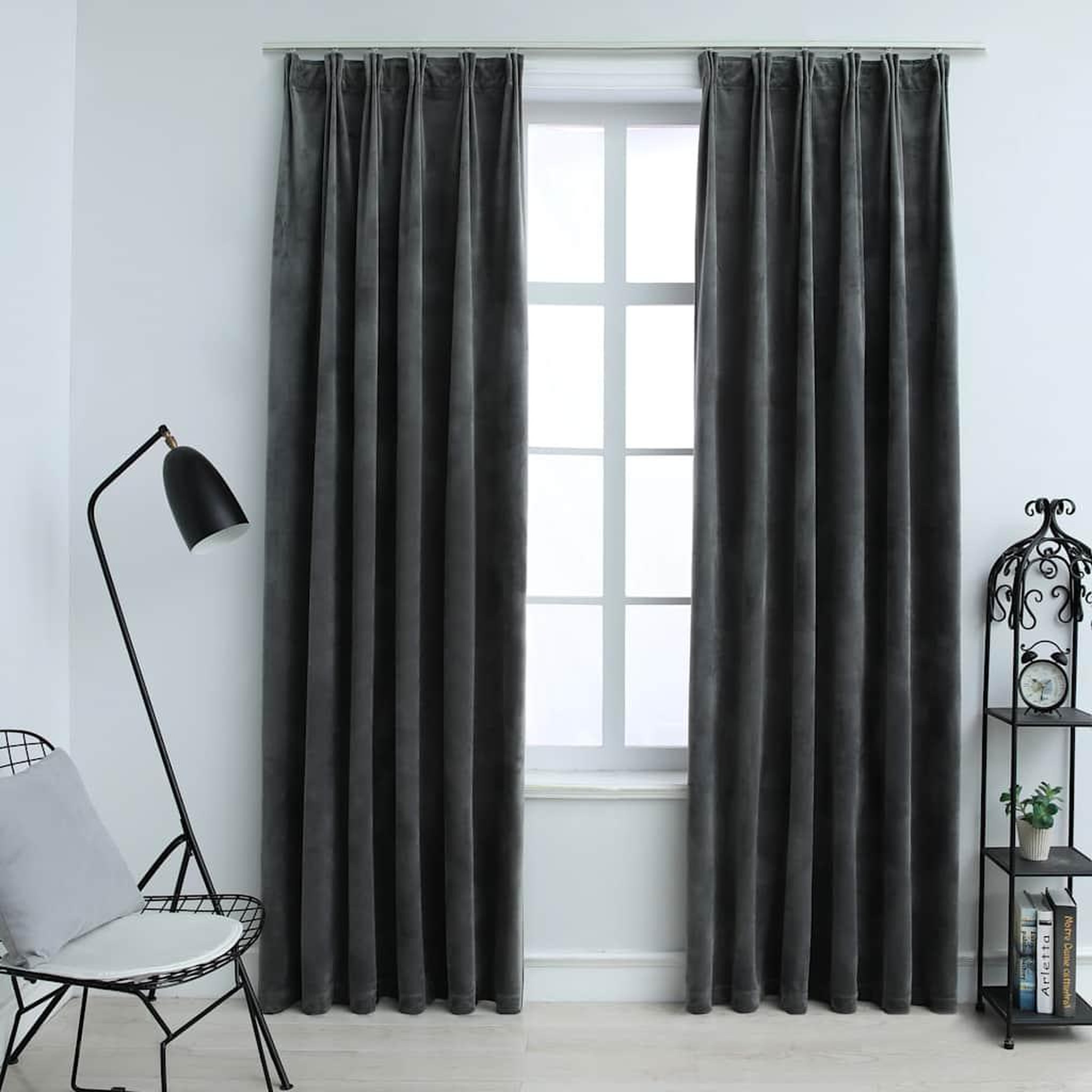 VIDAXL Rideaux occultants et crochet 2pcs Velours Anthracite 140x225cm
