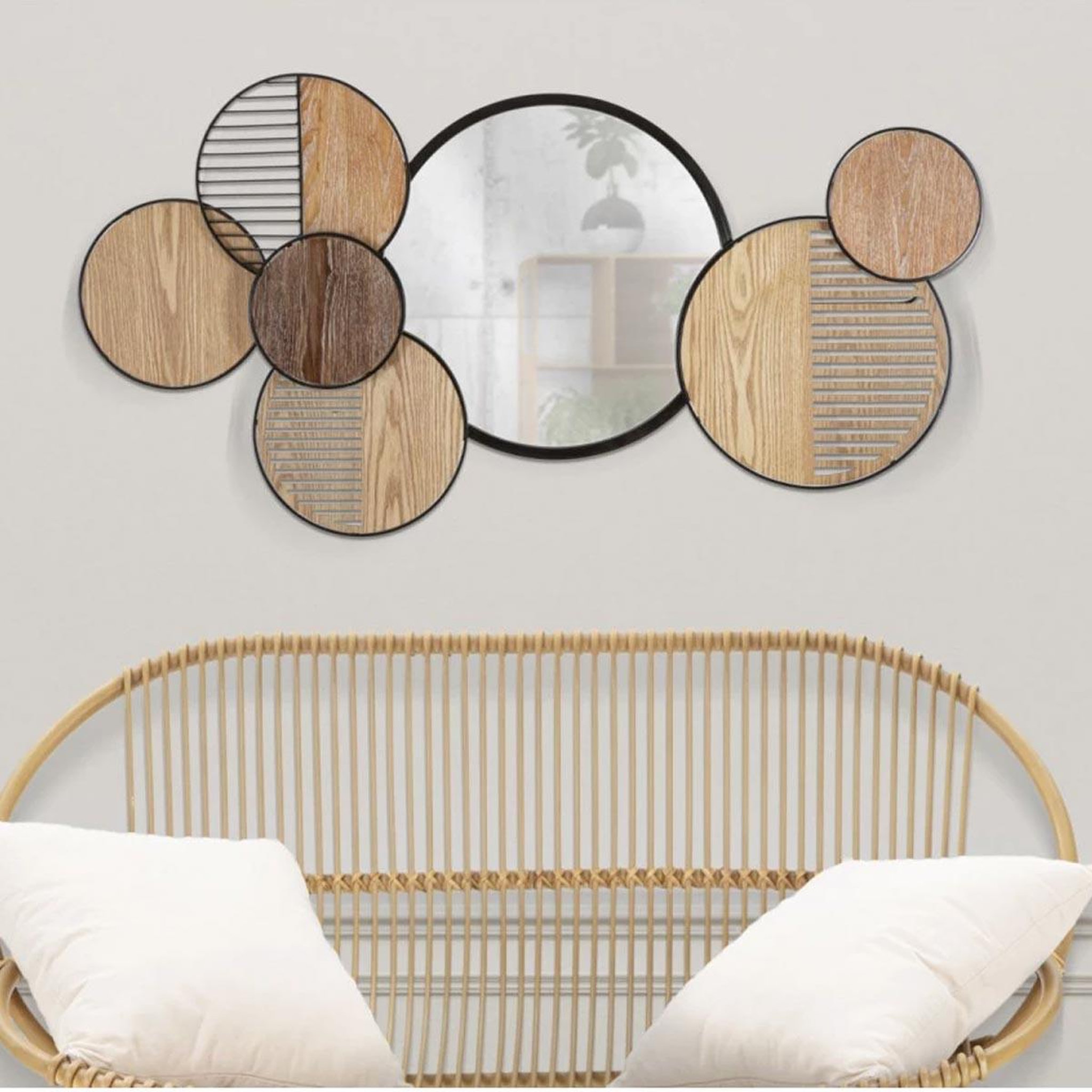 Voir la diapositive 5 : Paris Prix Miroir mural déco  woody  123cm naturel