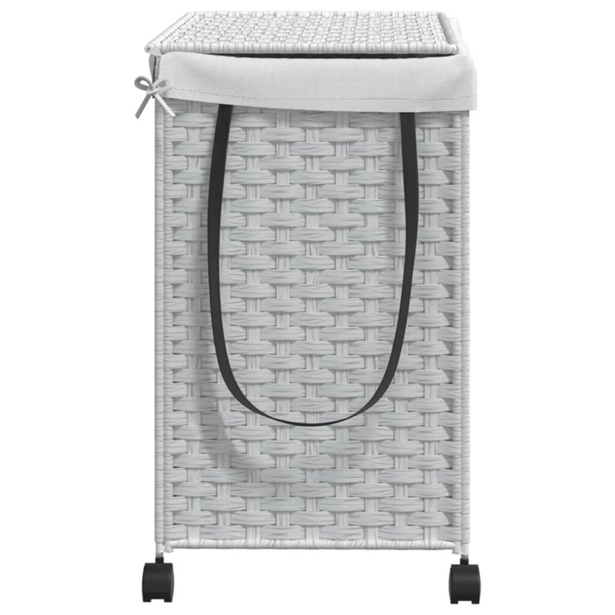 VIDAXL Panier a linge avec roulettes blanc 60x35x60,5cm resine tressee