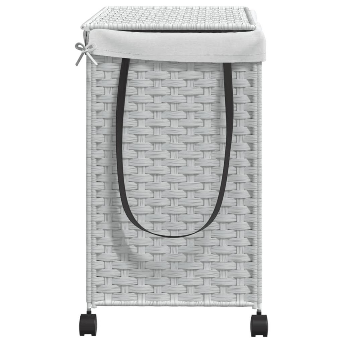 VIDAXL Panier a linge avec roulettes blanc 60x35x60,5cm resine tressee