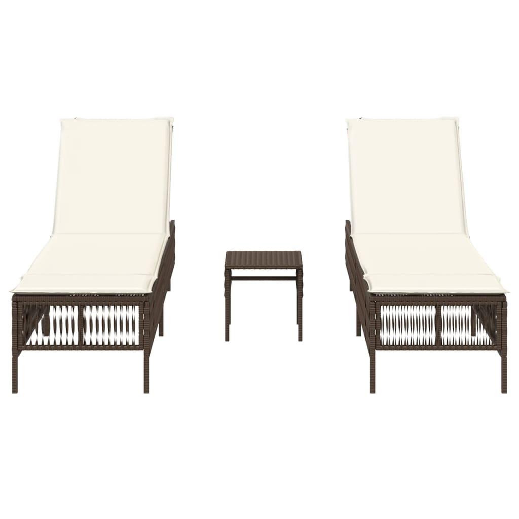 Voir la diapositive 4 : VIDAXL Chaises longues lot de 2 avec table marron resine tressee