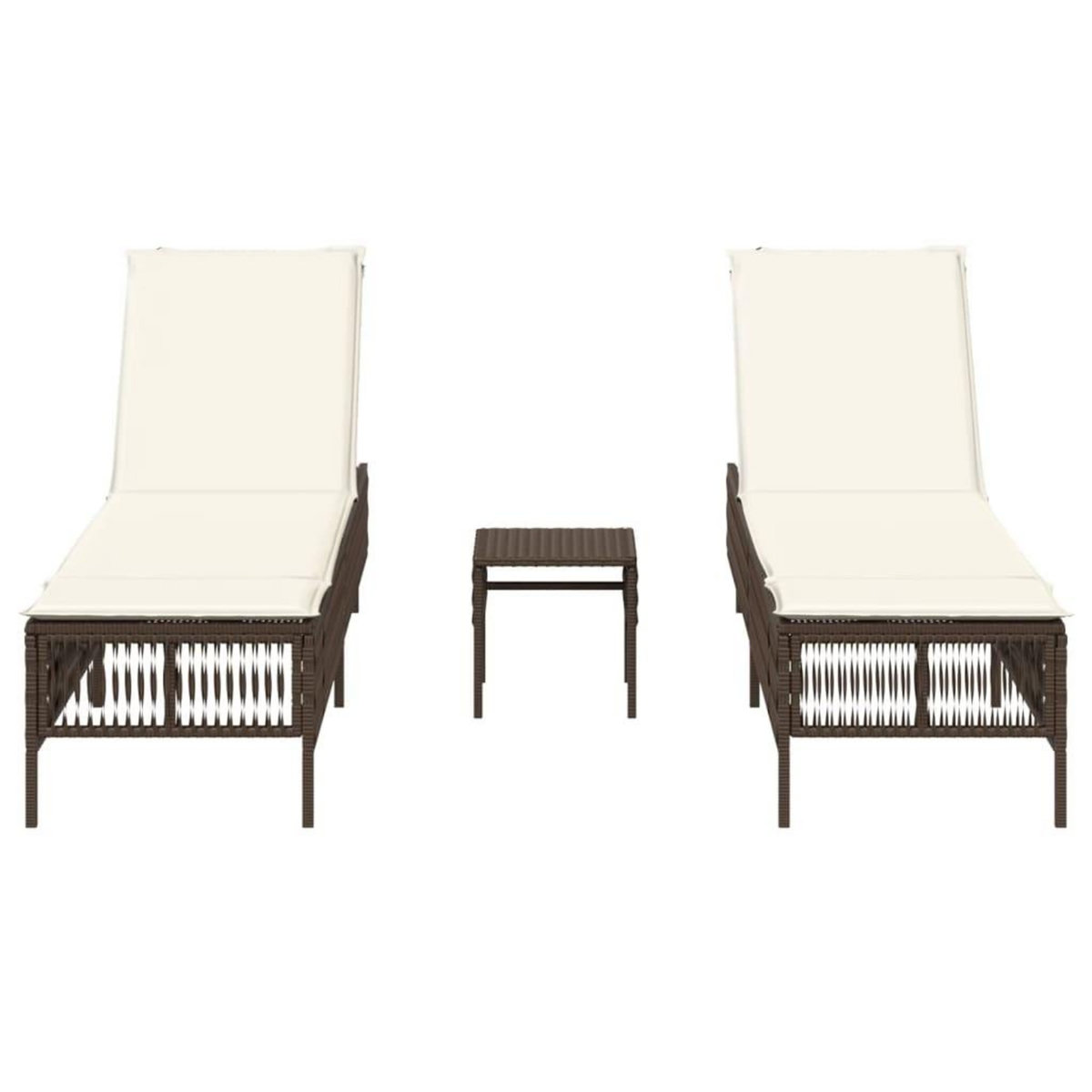 VIDAXL Chaises longues lot de 2 avec table marron resine tressee