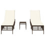 Voir la diapositive 4 : VIDAXL Chaises longues lot de 2 avec table marron resine tressee