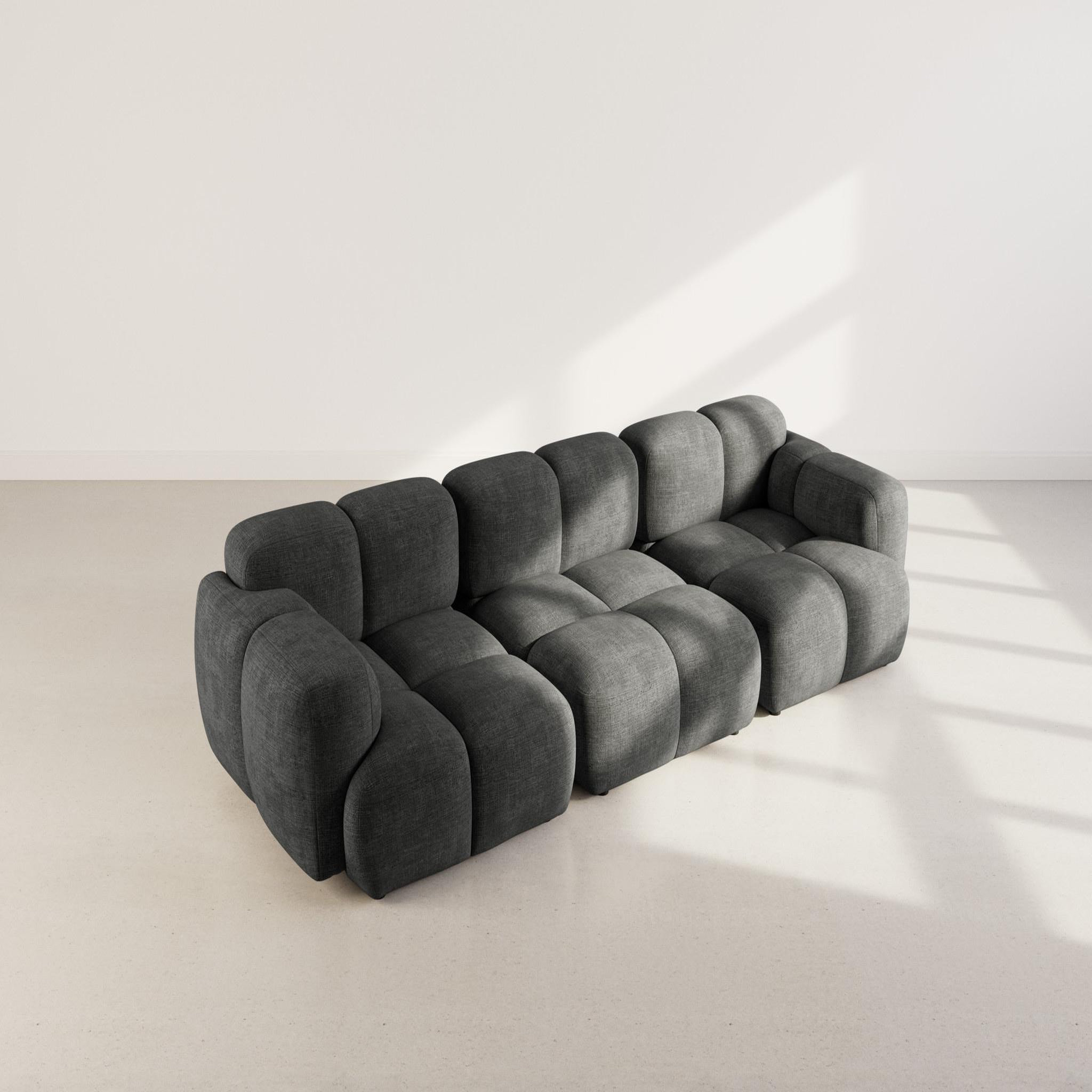 Voir la diapositive 3 : BEST MOBILIER Grace - canapé modulable 3 places en velours texturé