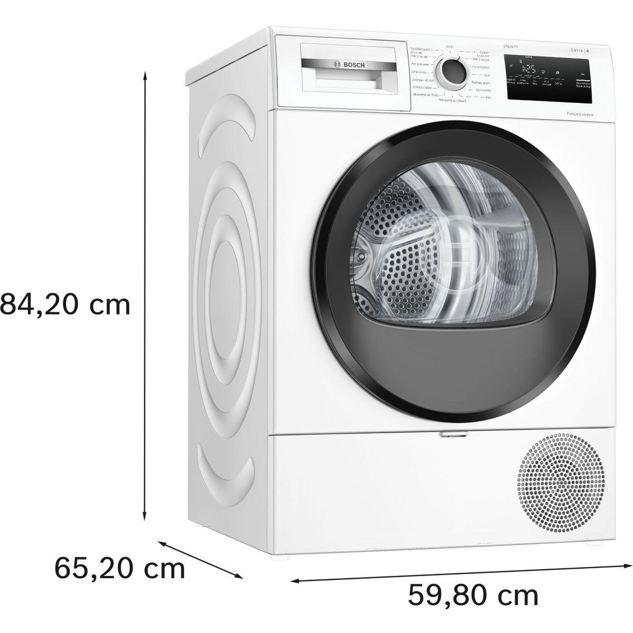 Voir la diapositive 5 : BOSCH Sèche linge pompe à chaleur WTH8520BFR 8kg - Soin quotidien & Ultra-silencieux, SERENITY, Série 4