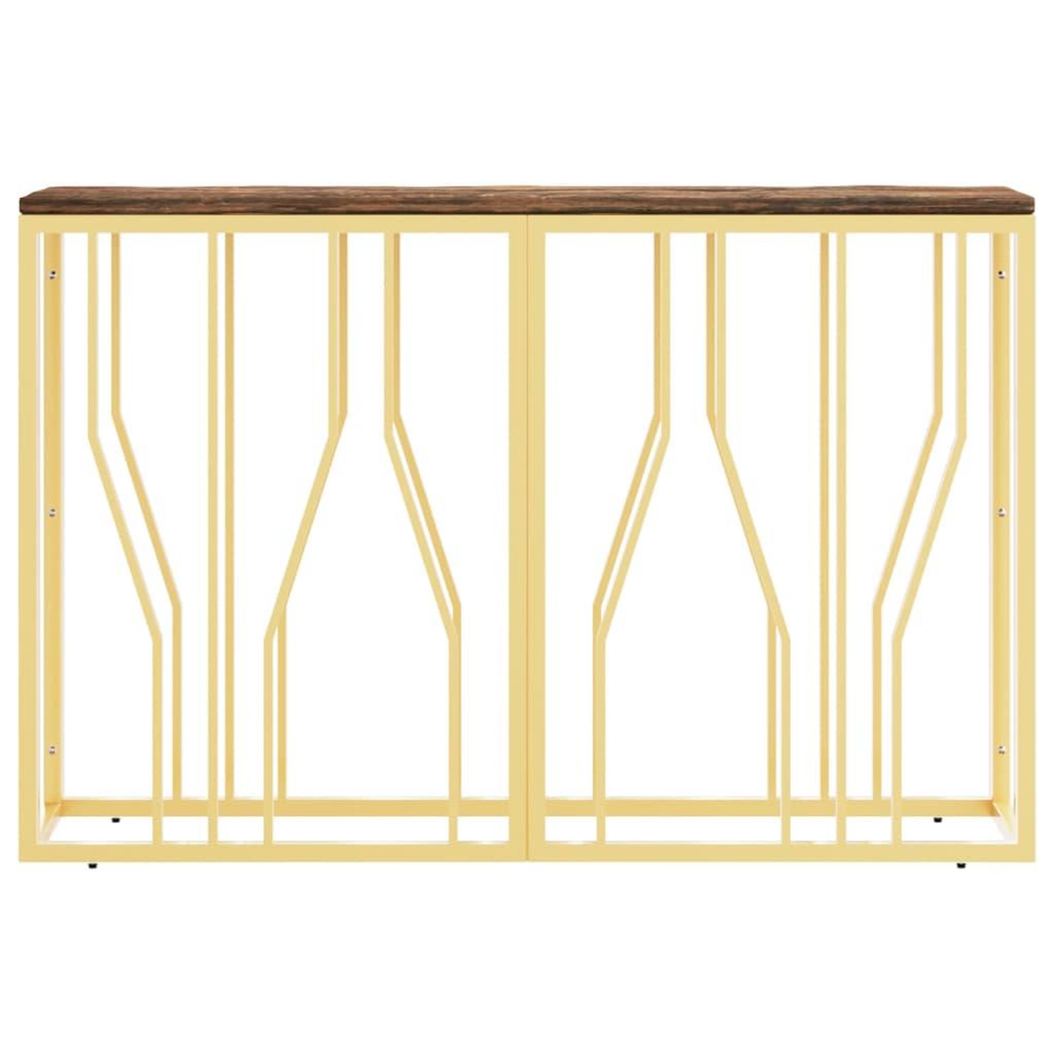 Voir la diapositive 3 : VIDAXL Table console dore acier inoxydable et bois massif recuperation