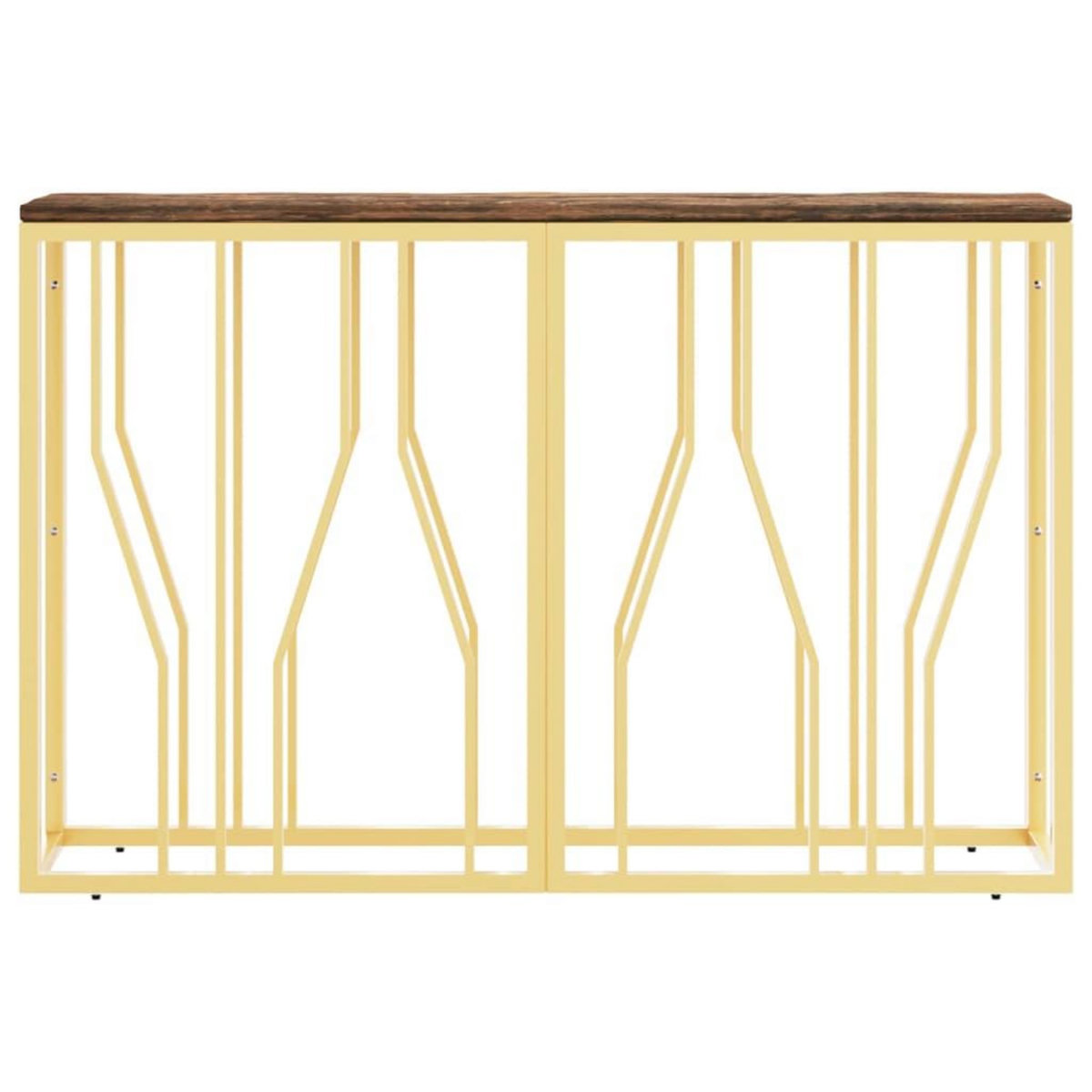 VIDAXL Table console dore acier inoxydable et bois massif recuperation