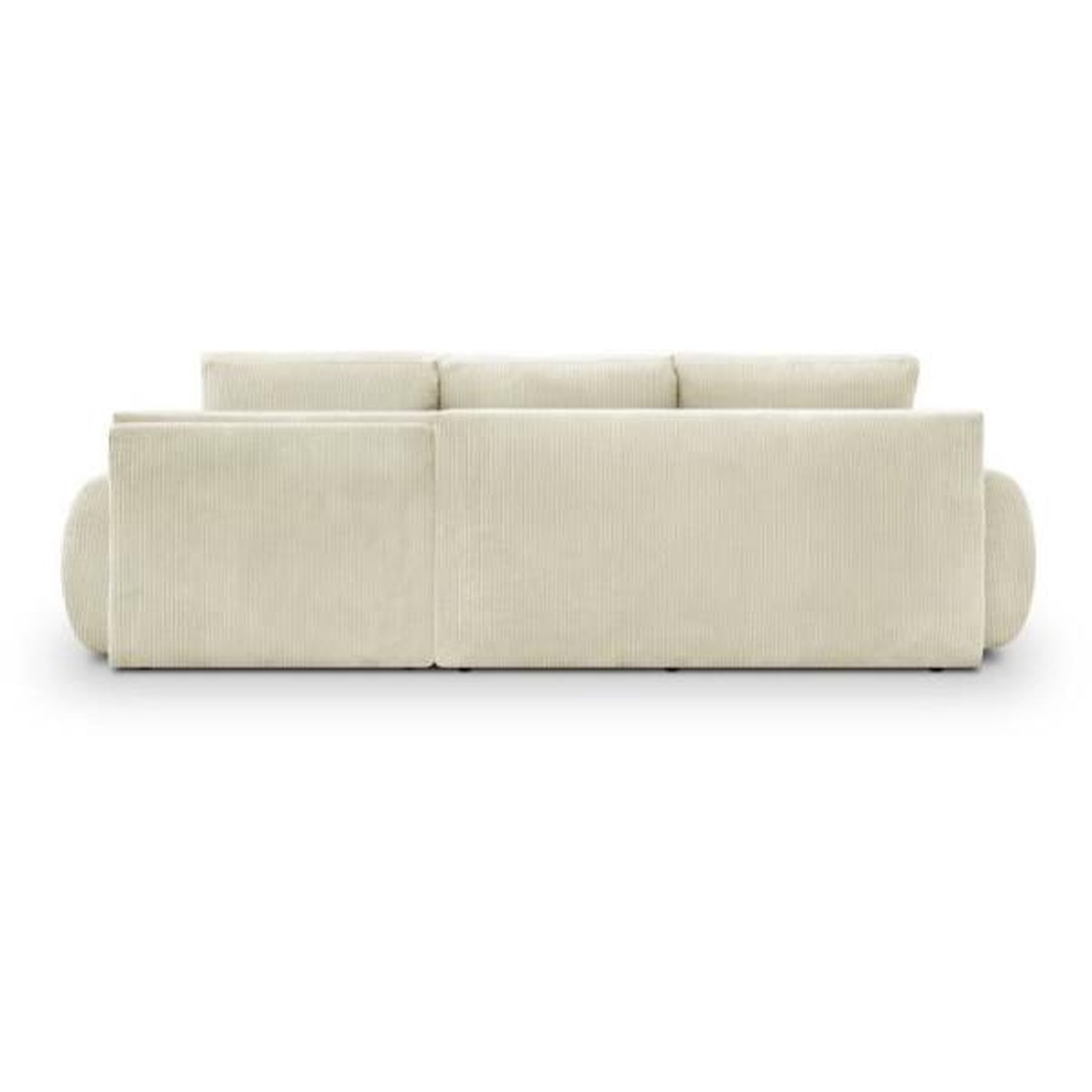 Voir la diapositive 5 : MARKET24 Canapé d'angle droit convertible 4/5 places MILO - Velours côtelés beige - Coffre de rangement - L 264 x H 84 x P 99/145 cm
