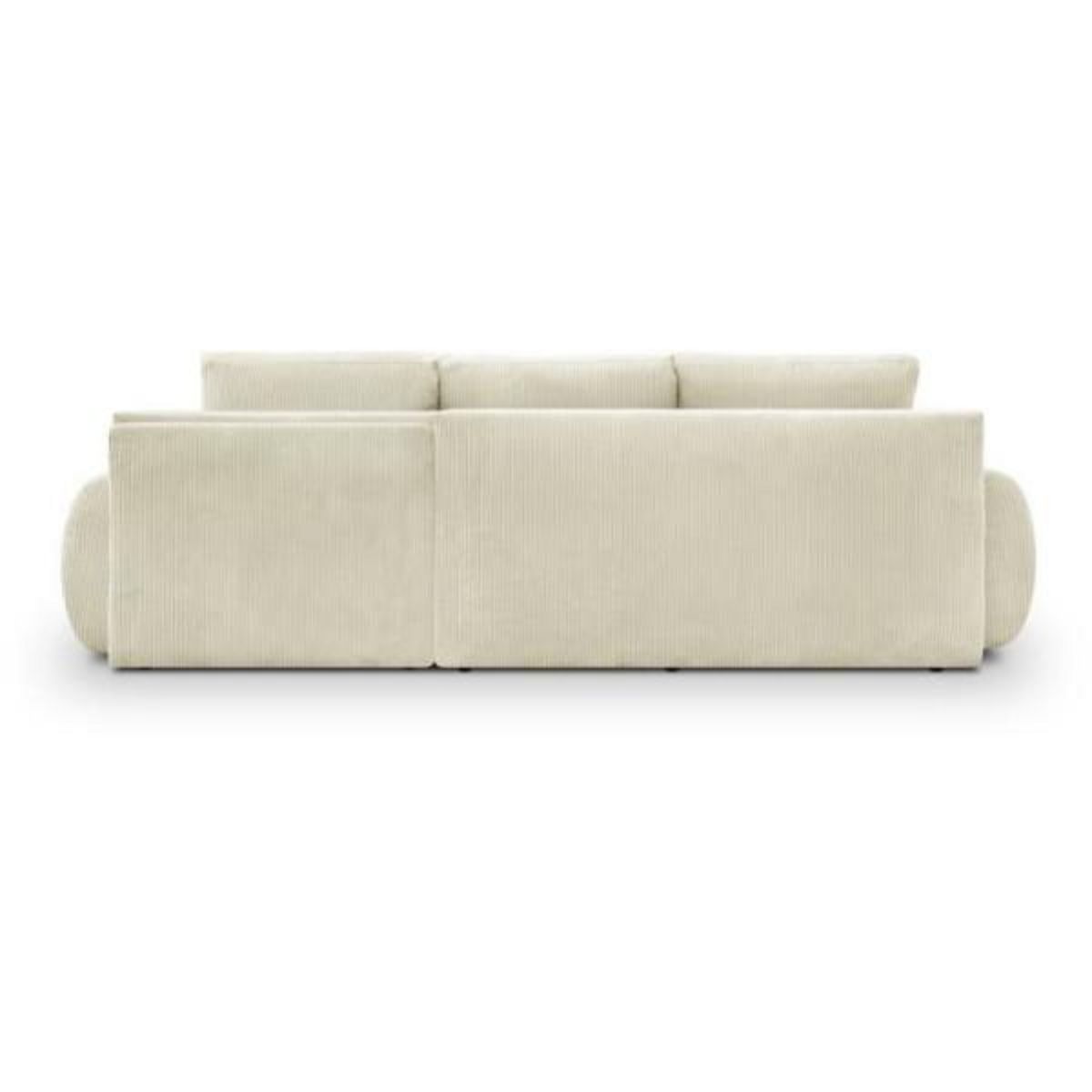 MARKET24 Canapé d'angle droit convertible 4/5 places MILO - Velours côtelés beige - Coffre de rangement - L 264 x H 84 x P 99/145 cm