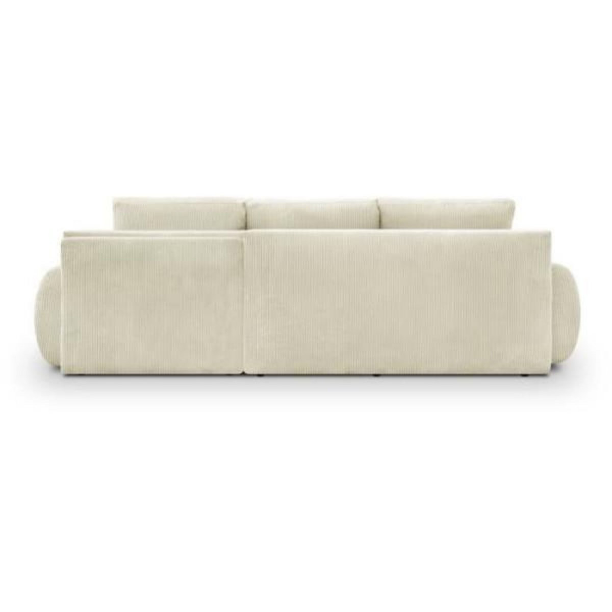 MARKET24 Canapé d'angle droit convertible 4/5 places MILO - Velours côtelés beige - Coffre de rangement - L 264 x H 84 x P 99/145 cm