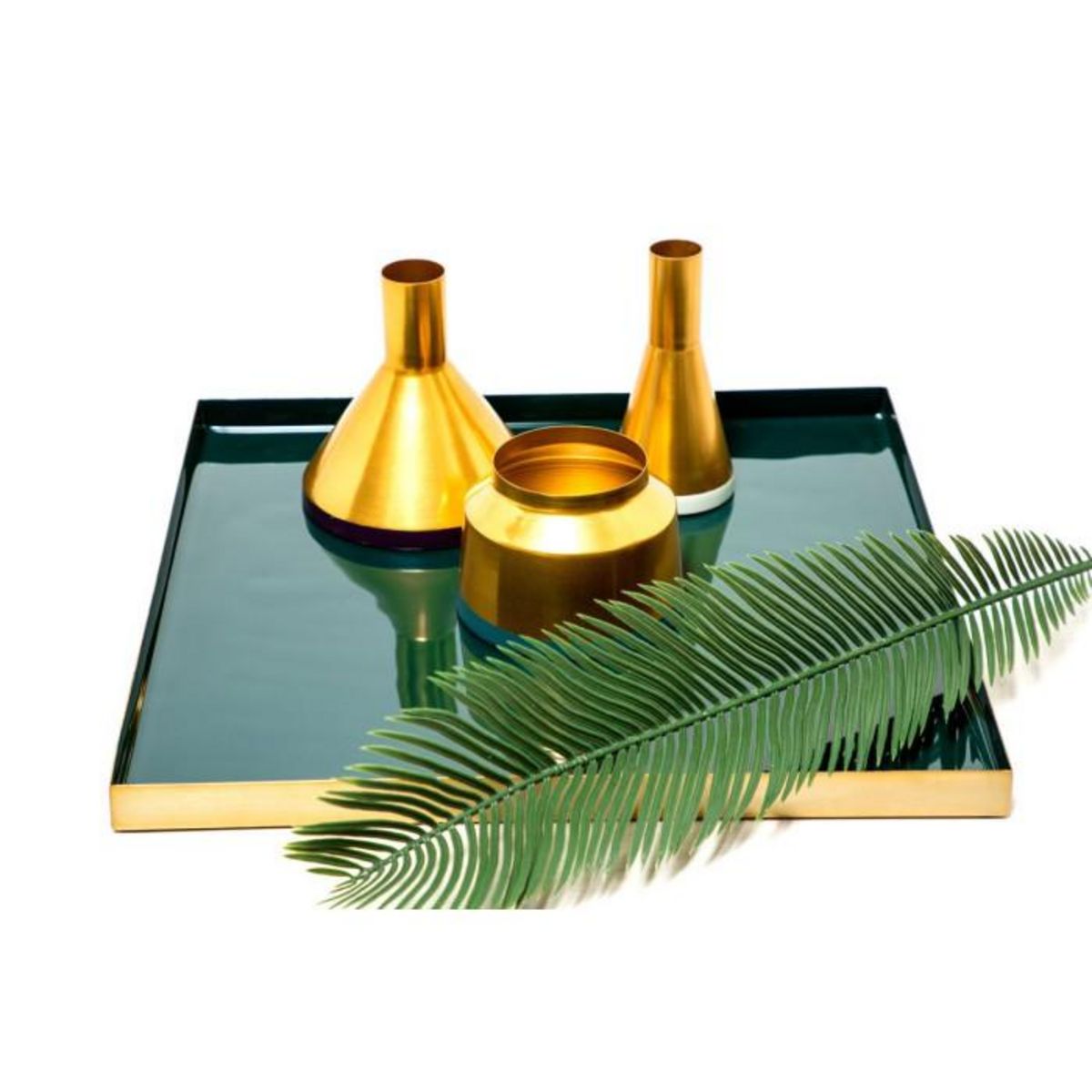 Paris Prix Lot de 3 Vases Déco  Culture  16cm Bleu & Or