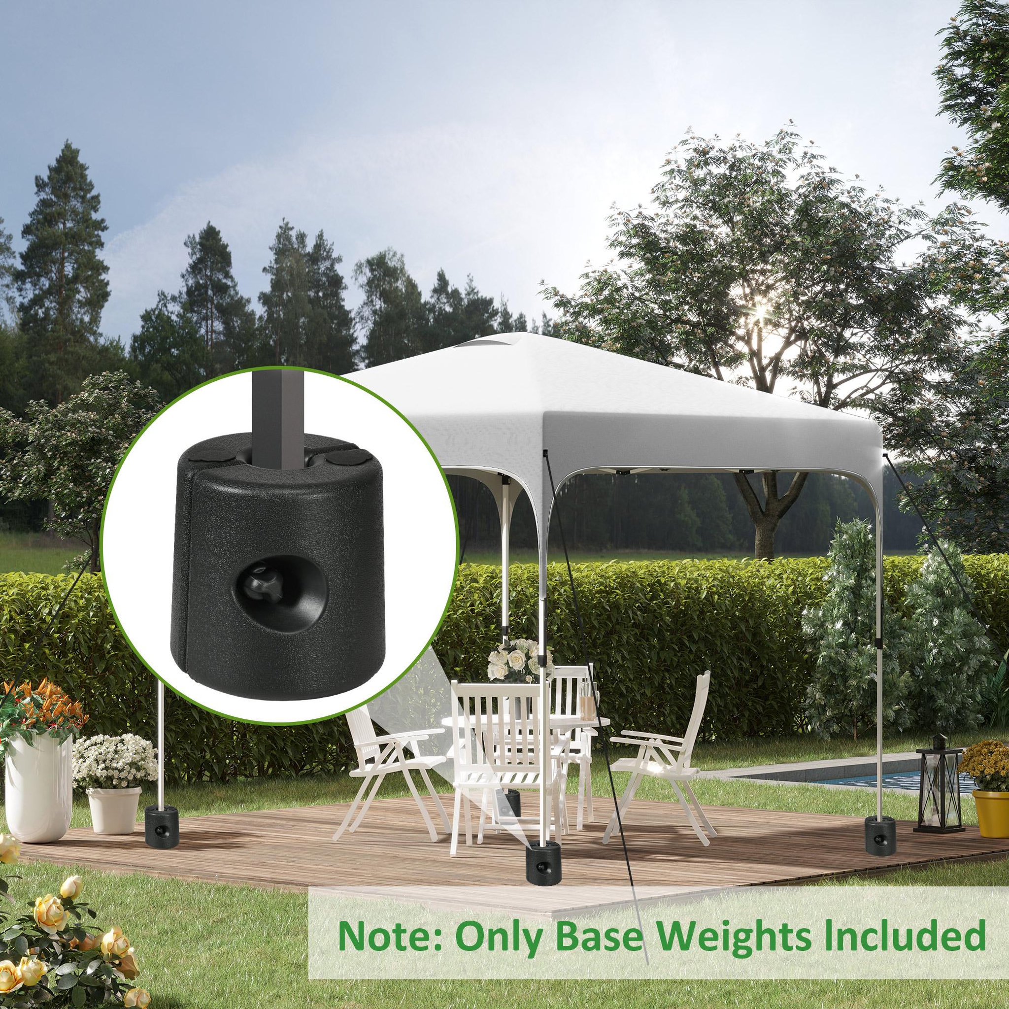 Voir la diapositive 2 : OUTSUNNY Lot de 4 poids de lestage cylindrique pour tonnelle barnum tente dim. Ø 22 / Ø 24 x 25H cm HDPE noir