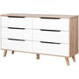 Voir la diapositive 1 : MARKET24 Commode 6 tiroirs - En panneaux de particules - Décor chene et blanc - Contemporain - L 154 x P 42 x H 86 cm