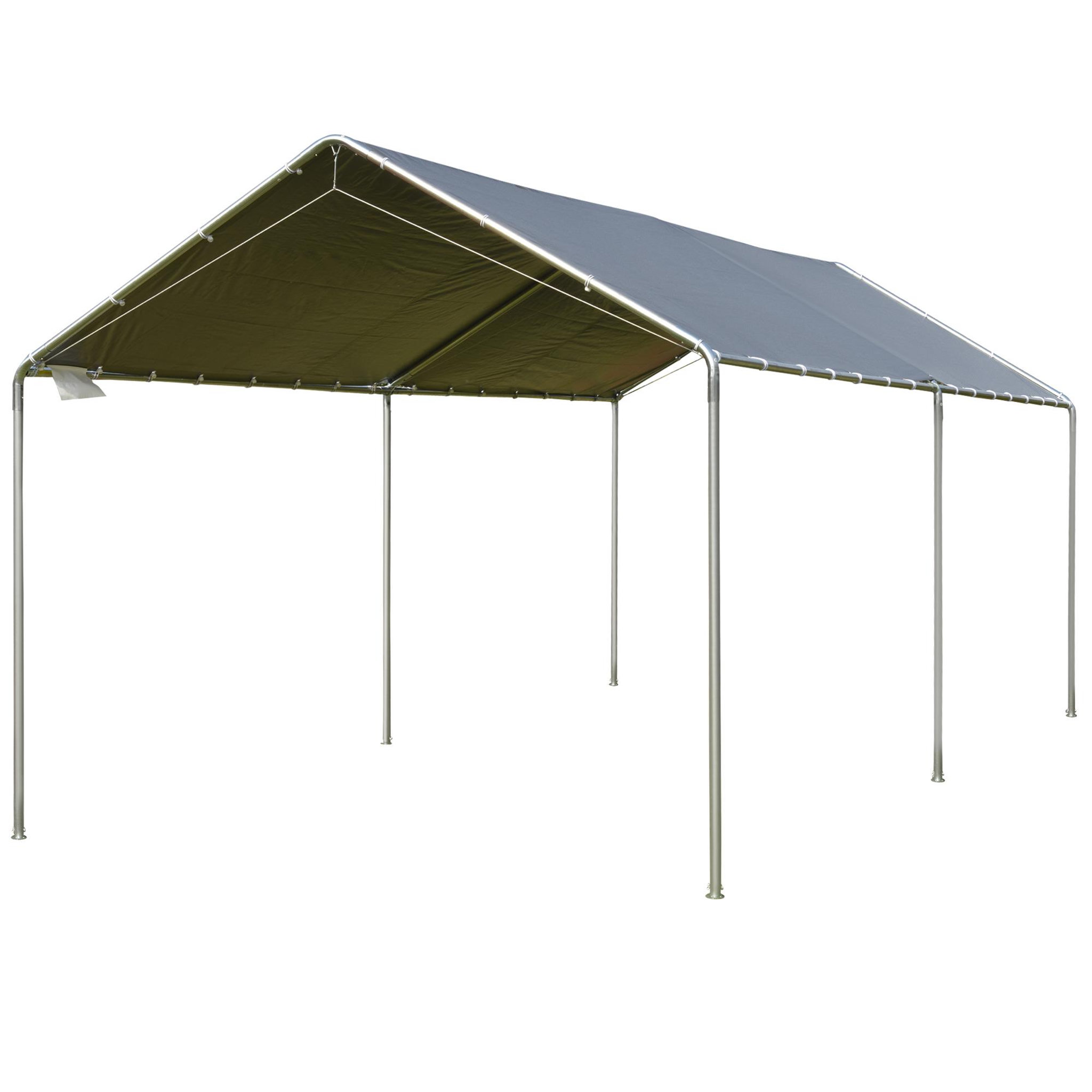 Voir la diapositive 4 : OUTSUNNY Carport auvent pour voiture 5,95L x 2,90l x 2,60H m acier galvanisé robuste PE haute densité