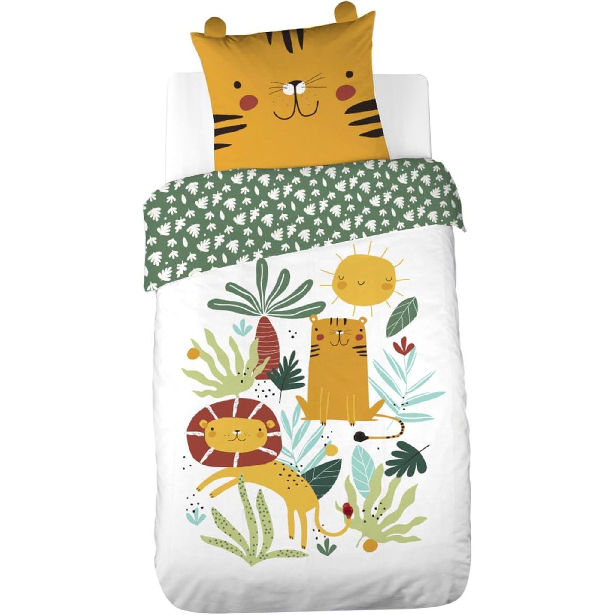 COTE DECO Parure de lit enfant Tigre - 100% coton 57 fils/cm² - 140 x 200 cm