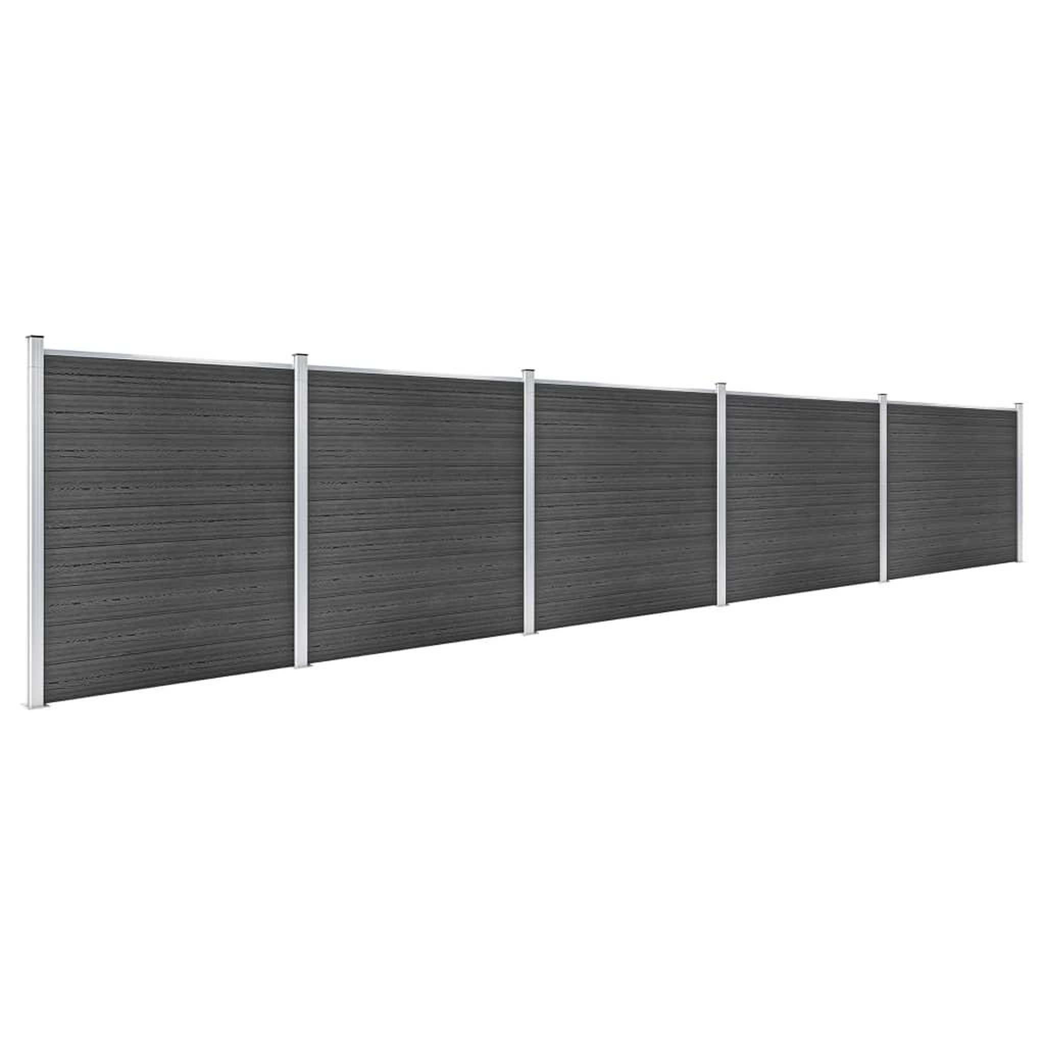 Voir la diapositive 2 : VIDAXL Ensemble de panneau de cloture WPC 872x186 cm Noir